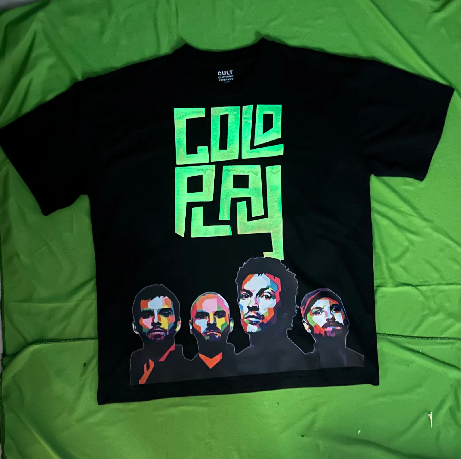 ['Coldplay Glow In Dark Oversized T-Shirt Front Coldplay Square ack Coldplay - 240 GSM by YORD (T-Shirts)']