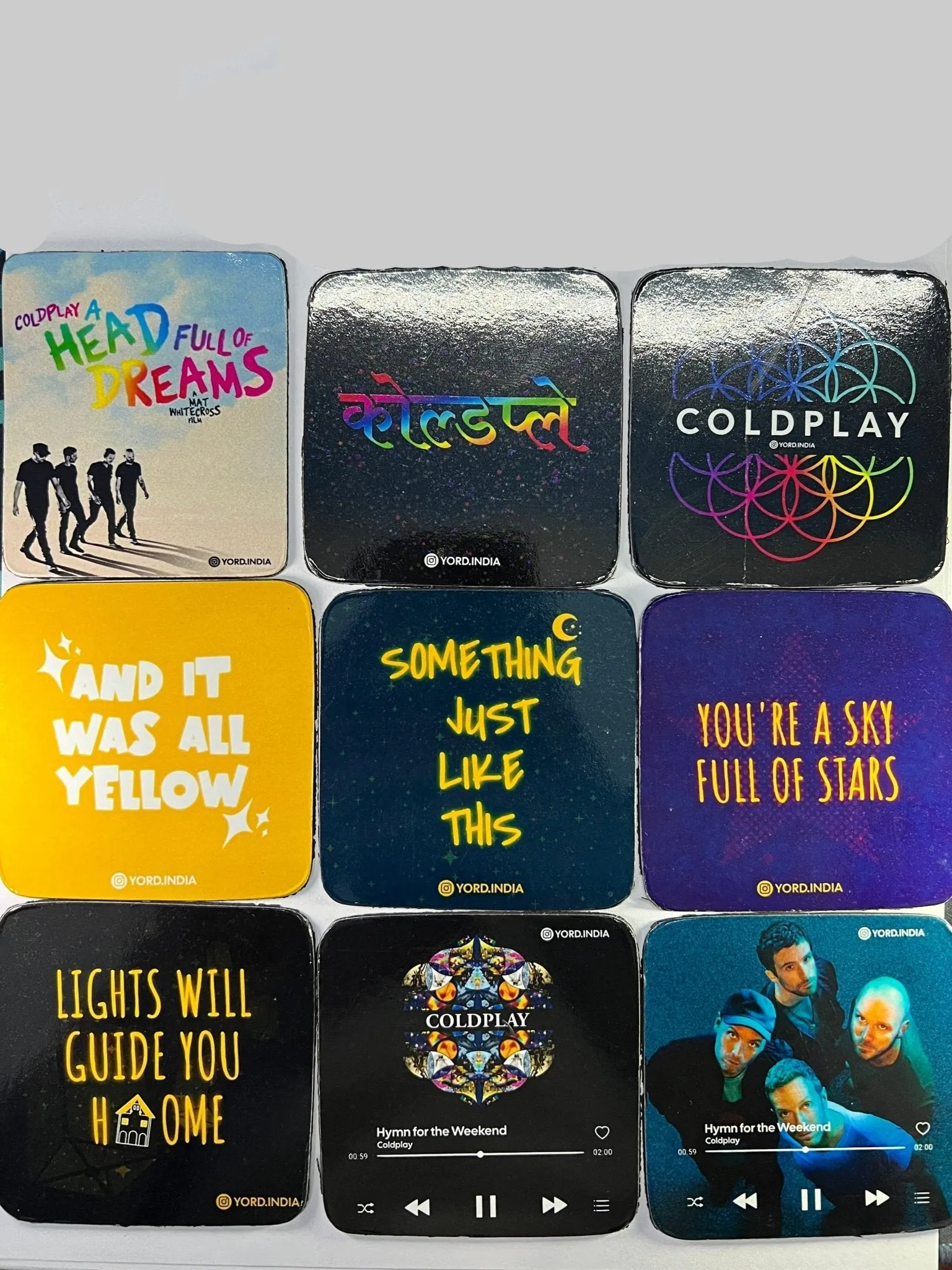 Coldplay India Tour Fridge Magnets, Pack of 9