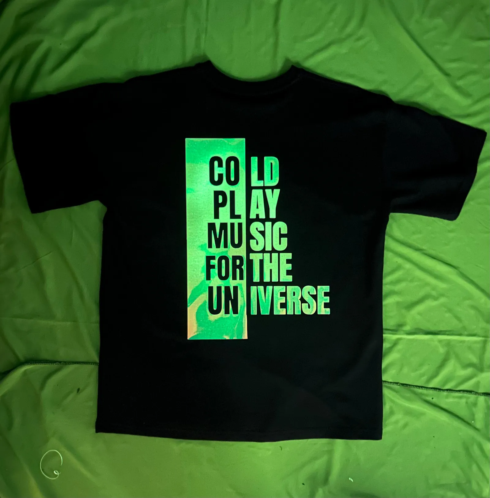 ['Coldplay Music for the universe Premium French Terry Cotton Glow in dark T-Shirt by YORD (T-Shirts) - photo 1 of 3', 'Coldplay Music for the universe Premium French Terry Cotton Glow in dark T-Shirt by YORD (T-Shirts) - photo 2 of 3', 'Coldplay Music for the universe Premium French Terry Cotton Glow in dark T-Shirt by YORD (T-Shirts) - photo 3 of 3']
