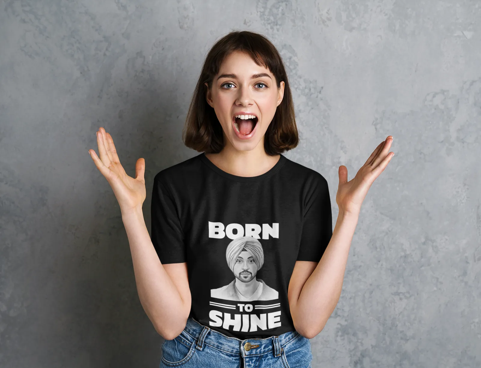 Born To Shine Pencil Portrait Oversized T-Shirt — worn shot 3