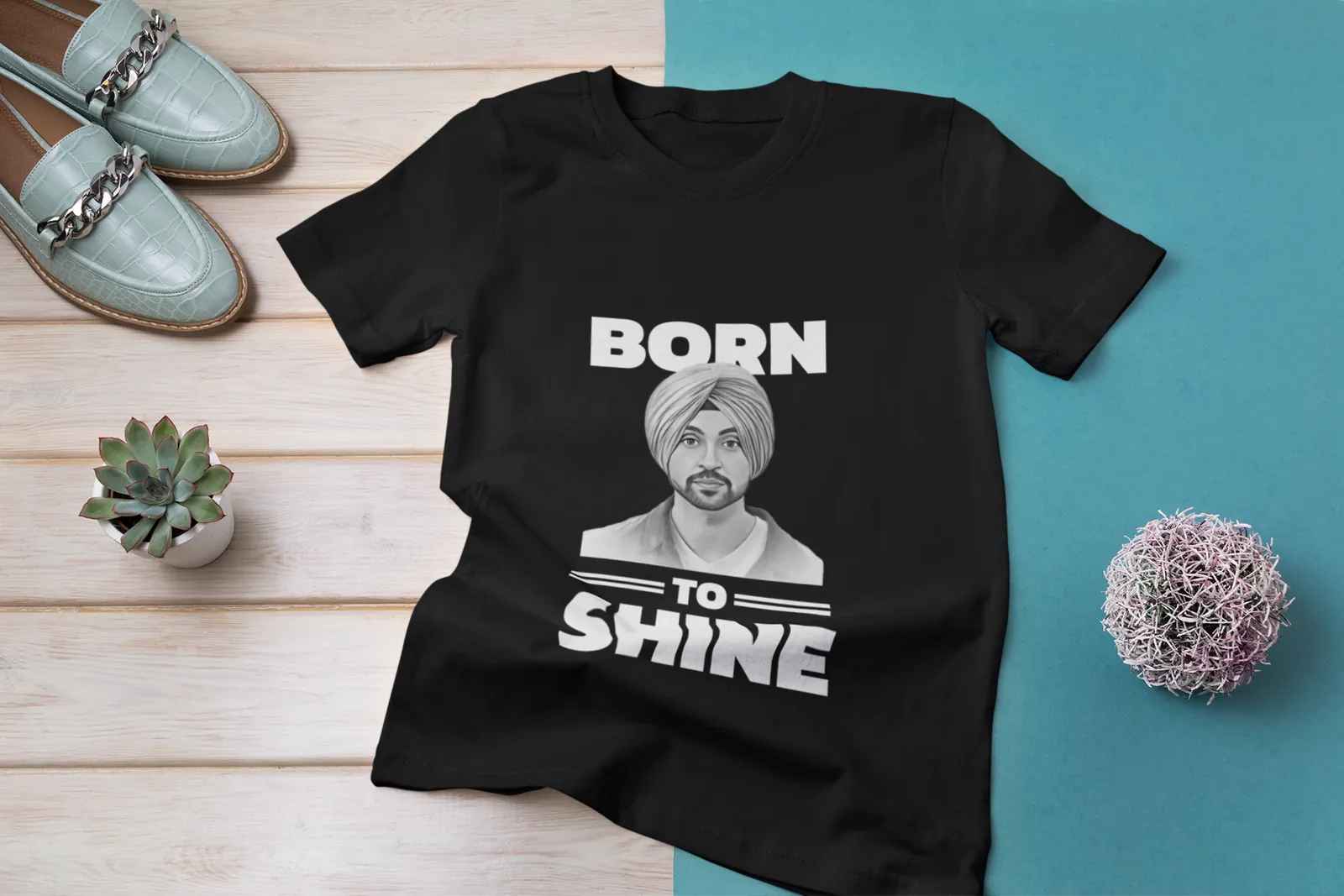 Born To Shine Pencil Portrait Oversized T-Shirt — worn shot 4