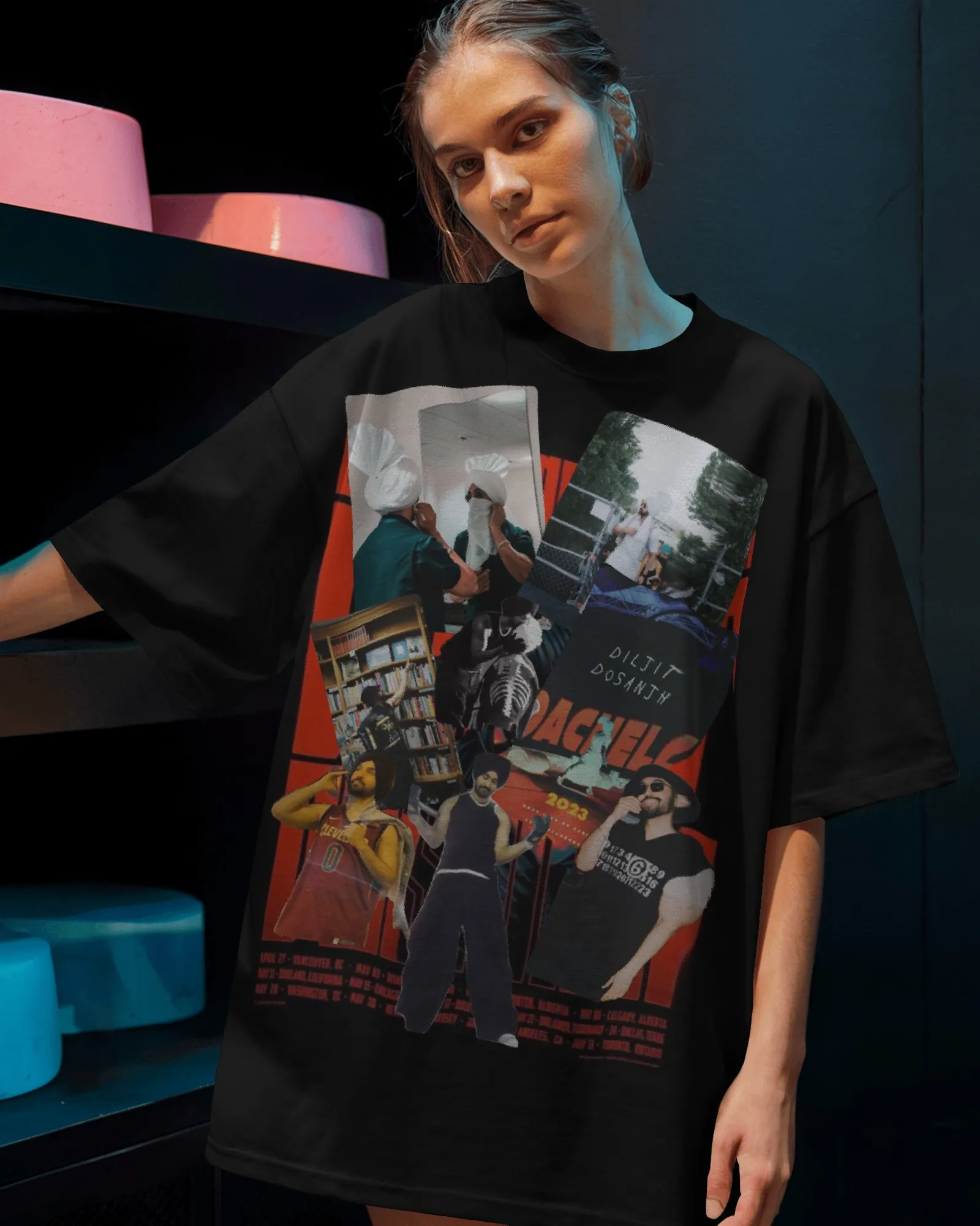 Diljit Dosanjh Collage Oversized T-Shirt