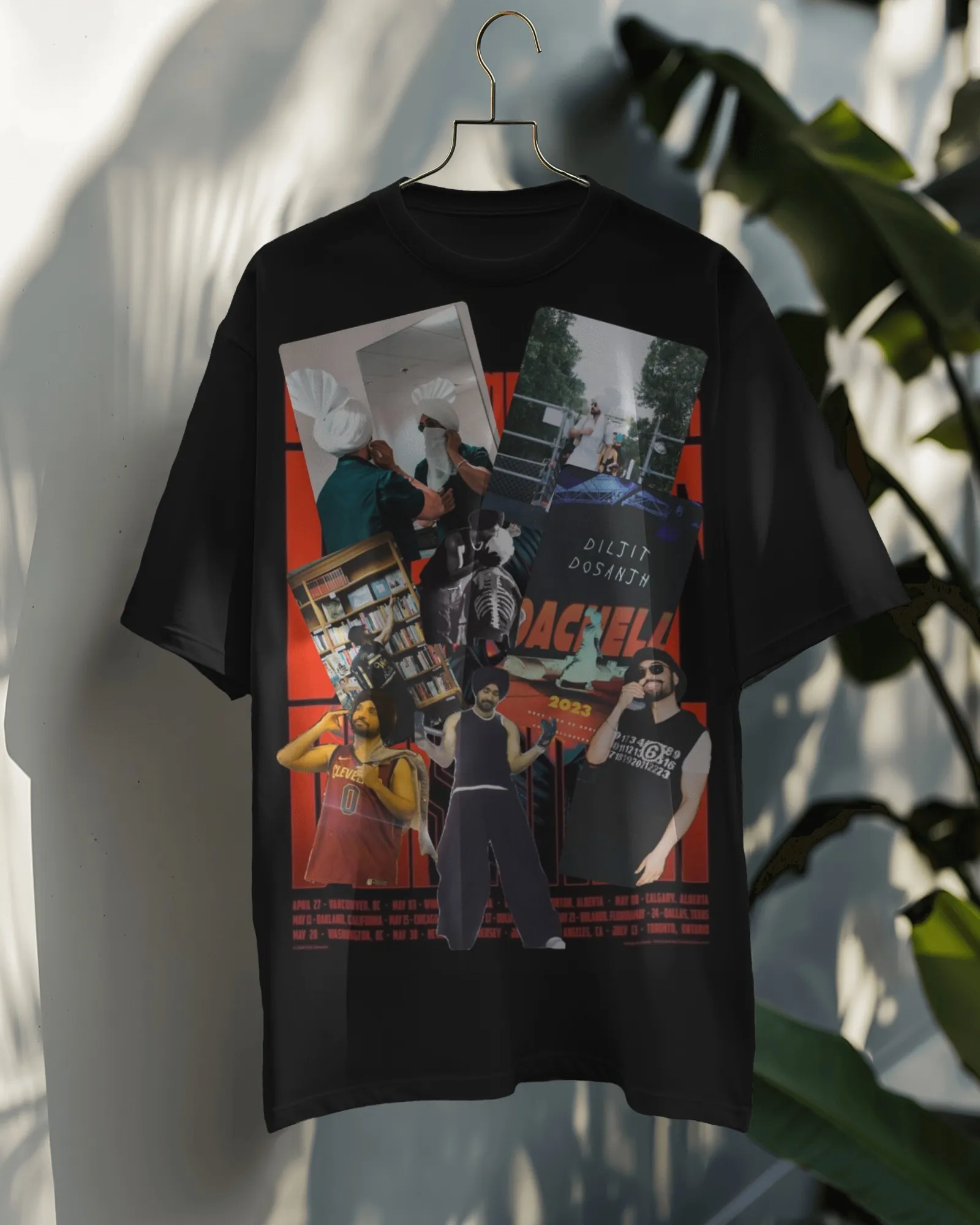 Diljit Dosanjh Collage Oversized T-Shirt — worn shot 4