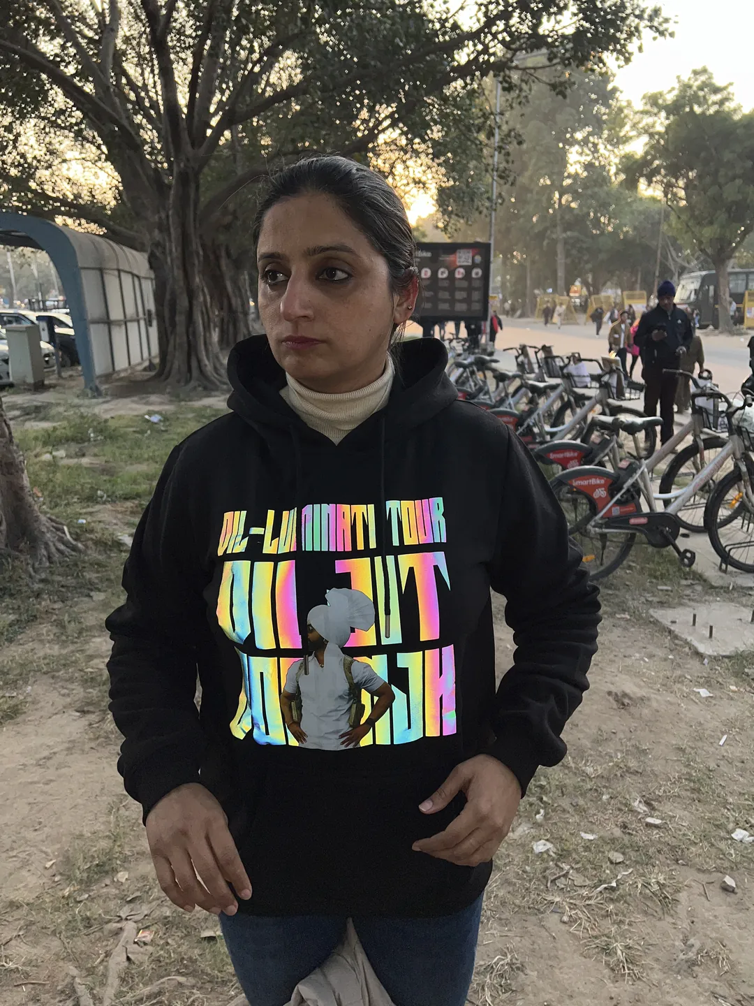 Dil-Luminati Reflective Premium Hoodie — worn shot 1