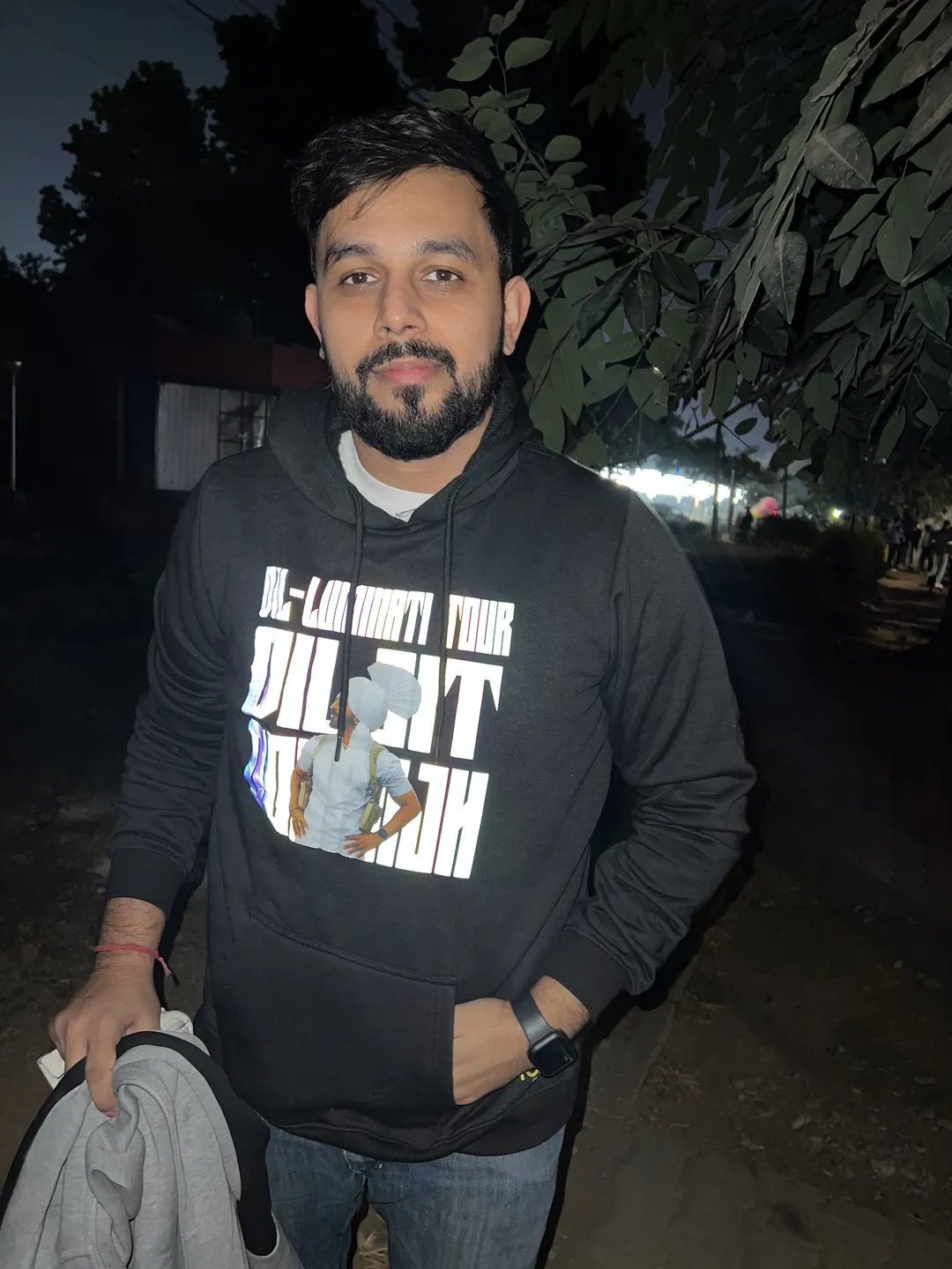Dil-Luminati Reflective Premium Hoodie — worn shot 2