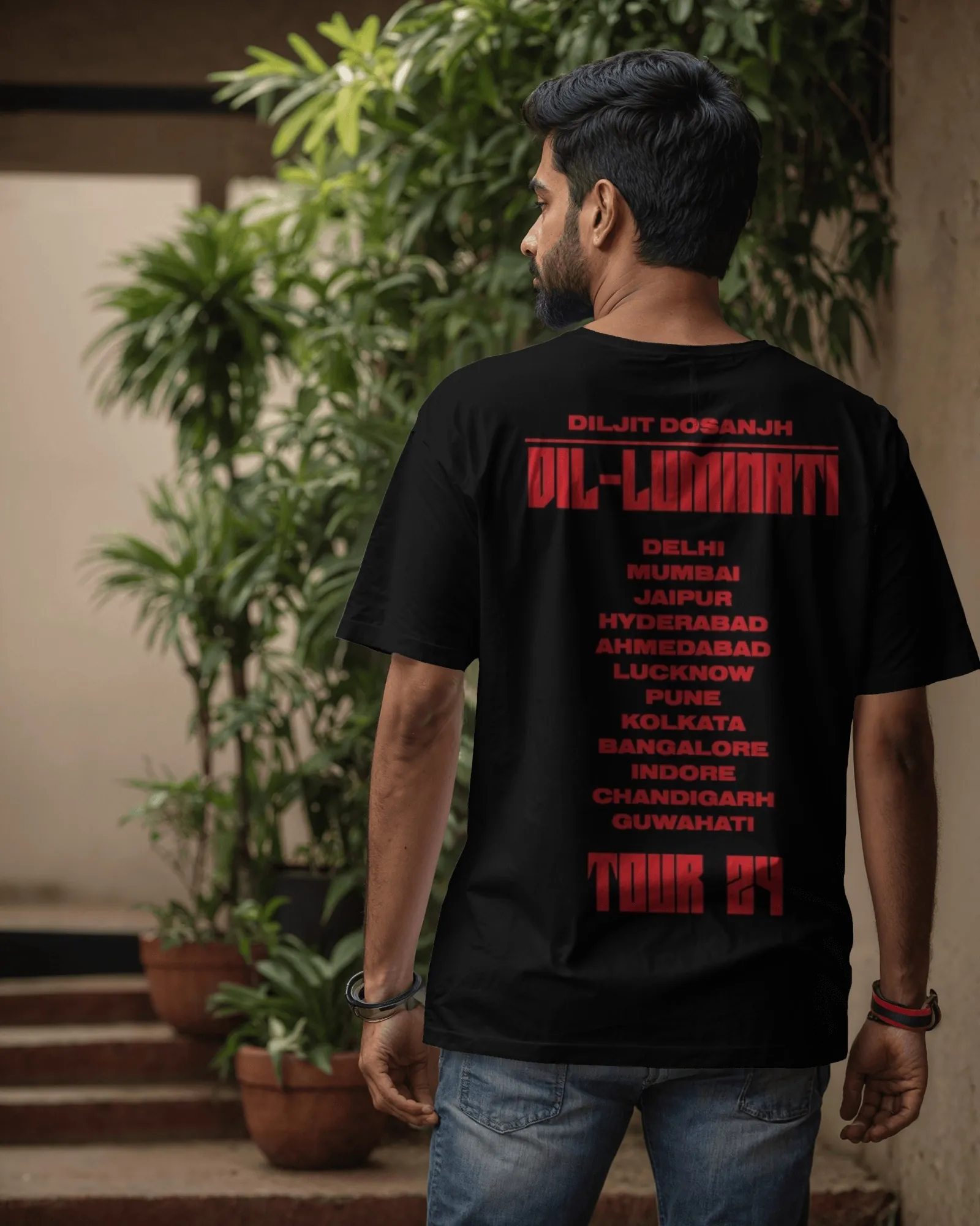 Dil-Luminati Tour Dates Back Print T-Shirt — worn shot 1