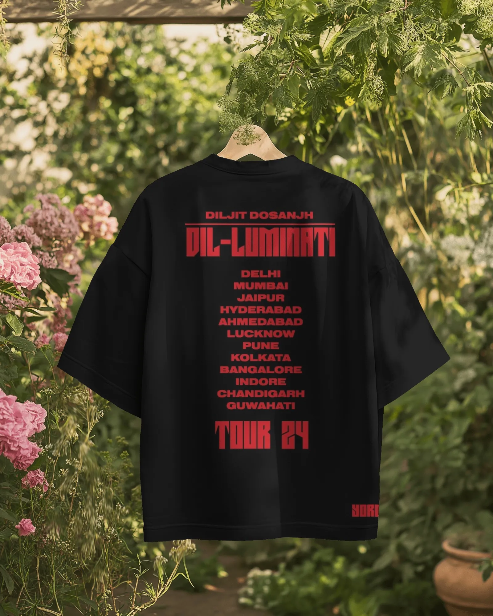 Dil-Luminati Tour Dates Back Print T-Shirt — worn shot 2