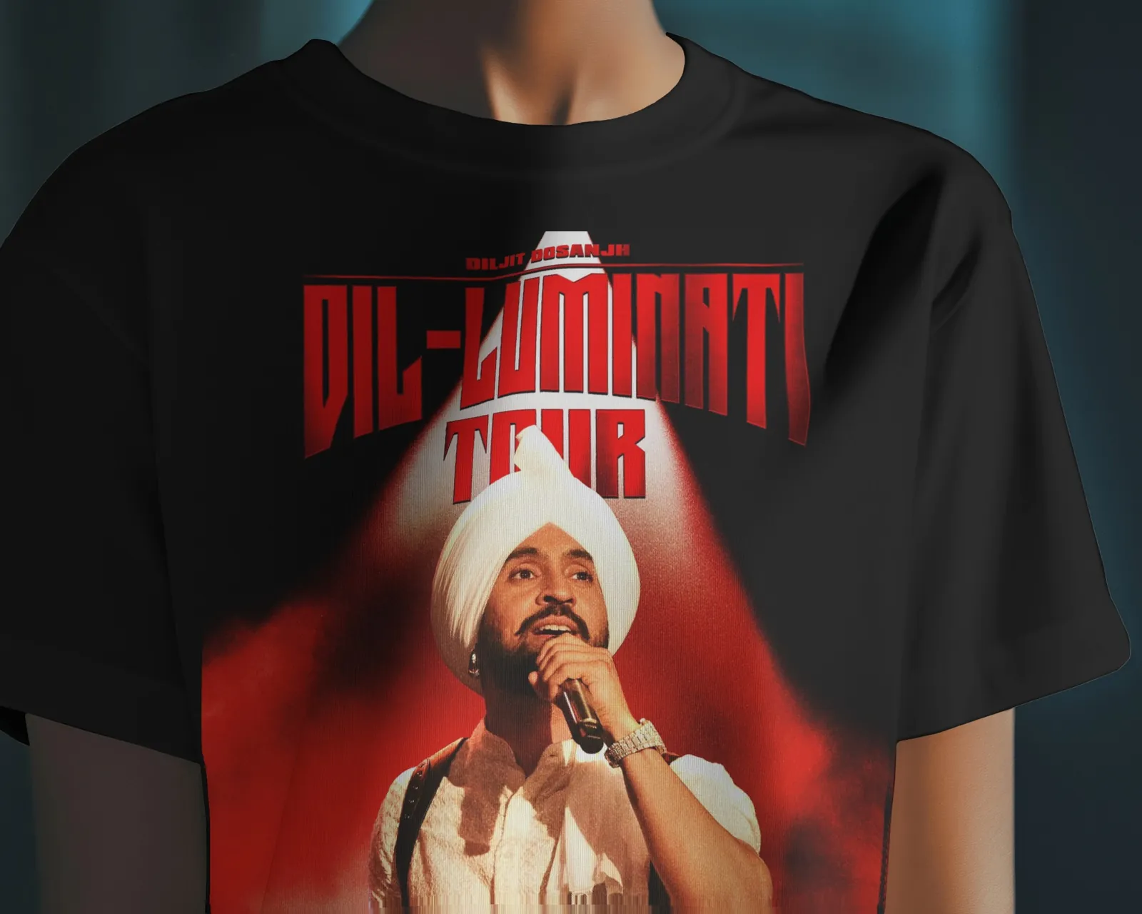 Dil-Luminati Tour Poster Oversized T-Shirt — worn shot 2