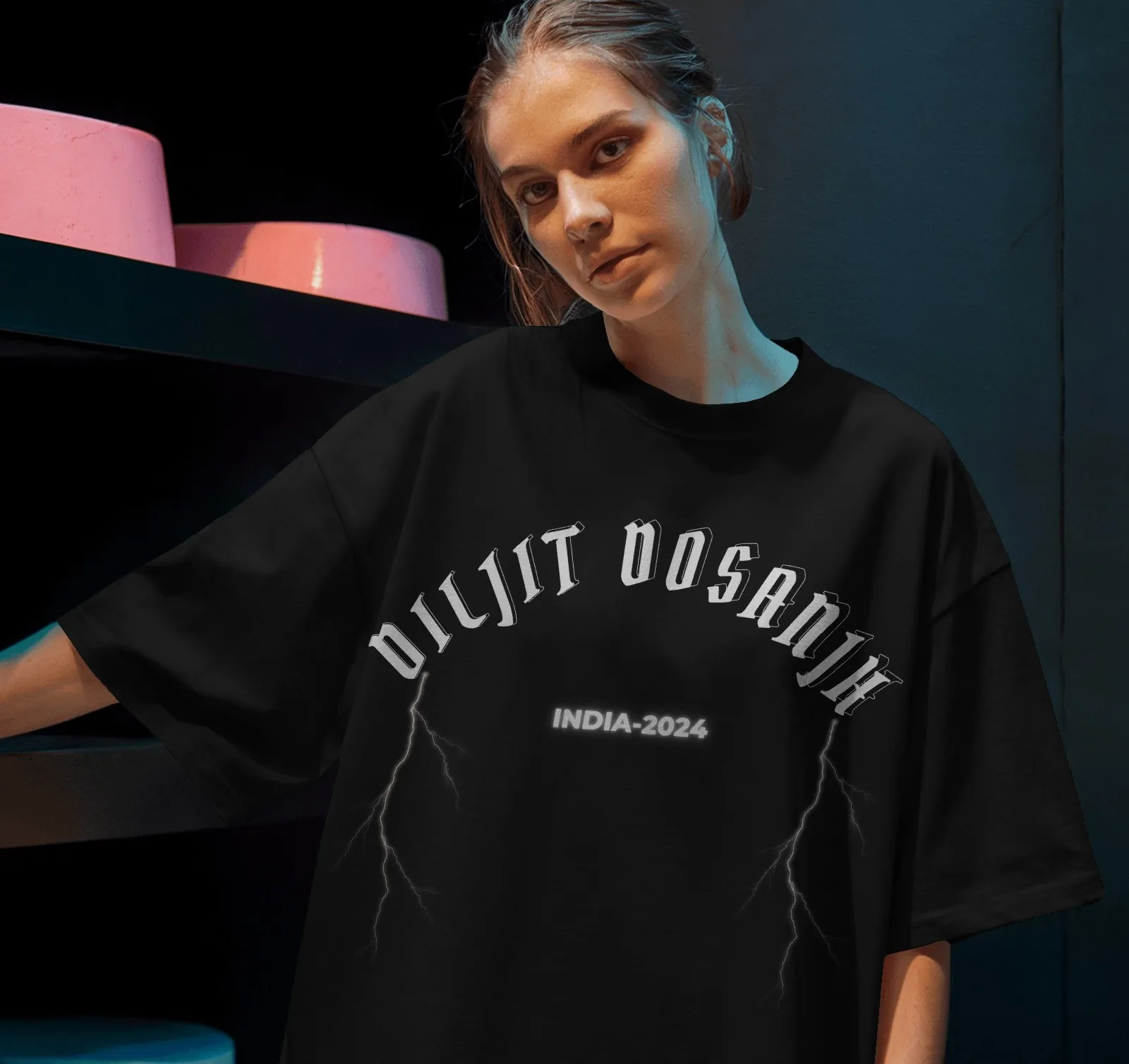 Diljit Dosanjh India 2024 Oversized T-Shirt — worn shot 1
