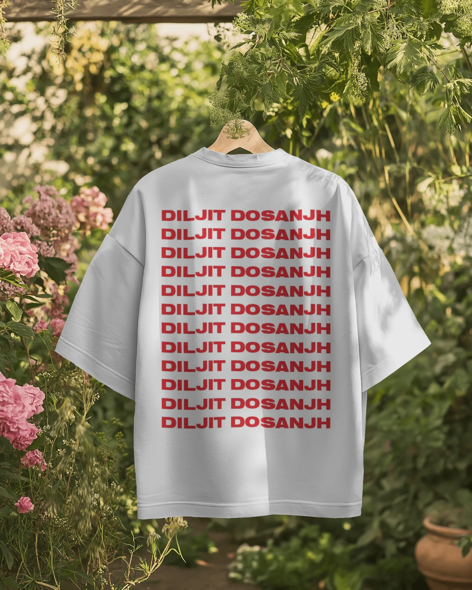 Diljit Dosanjh Repeated Type Back Print T-Shirt — worn shot 2