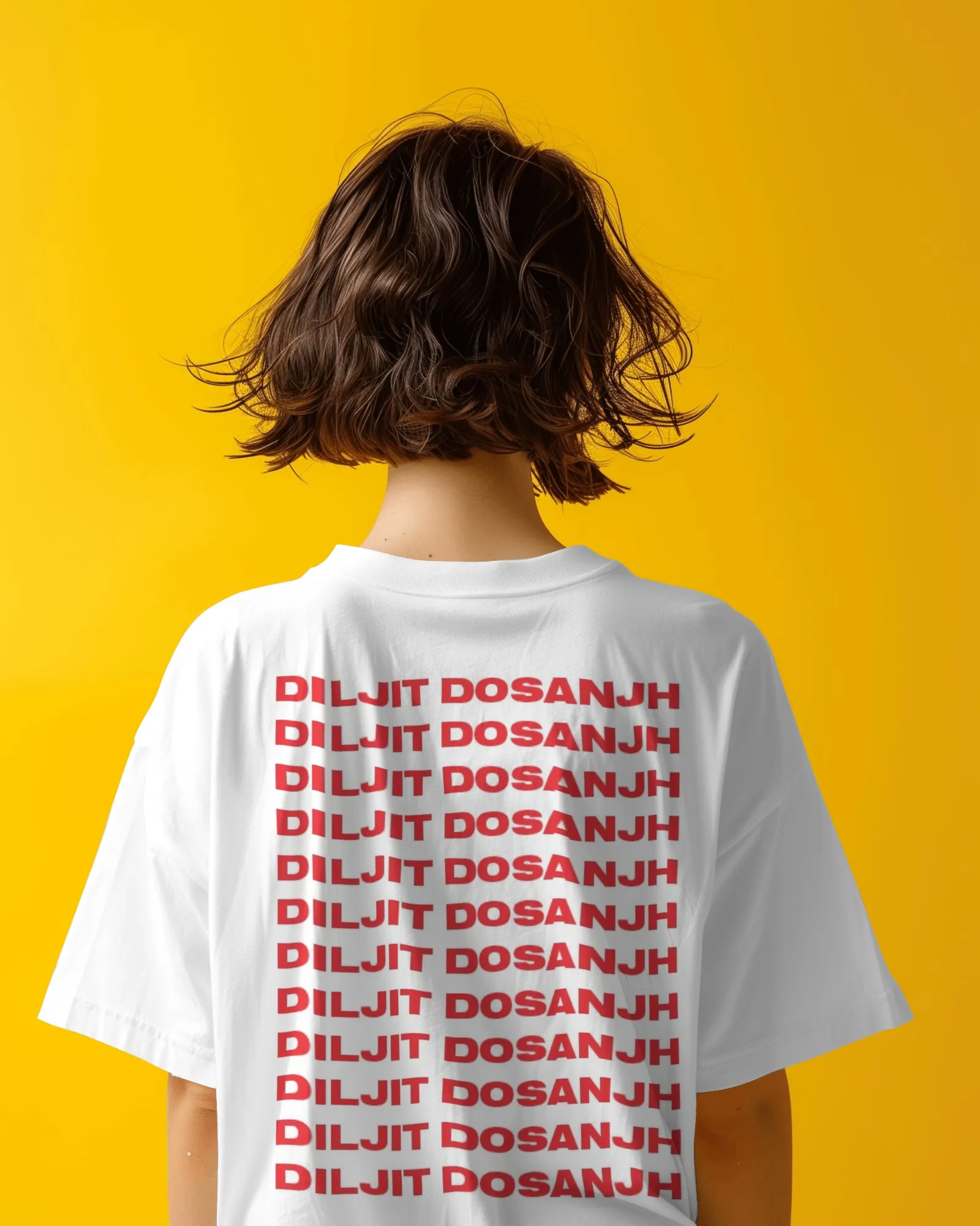 Diljit Dosanjh Repeated Type Back Print T-Shirt — worn shot 3