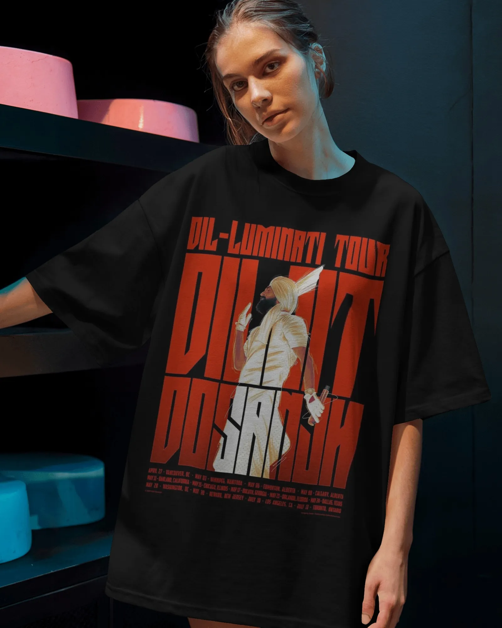 Dil-Luminati Fan Art Oversized T-Shirt — worn shot 2