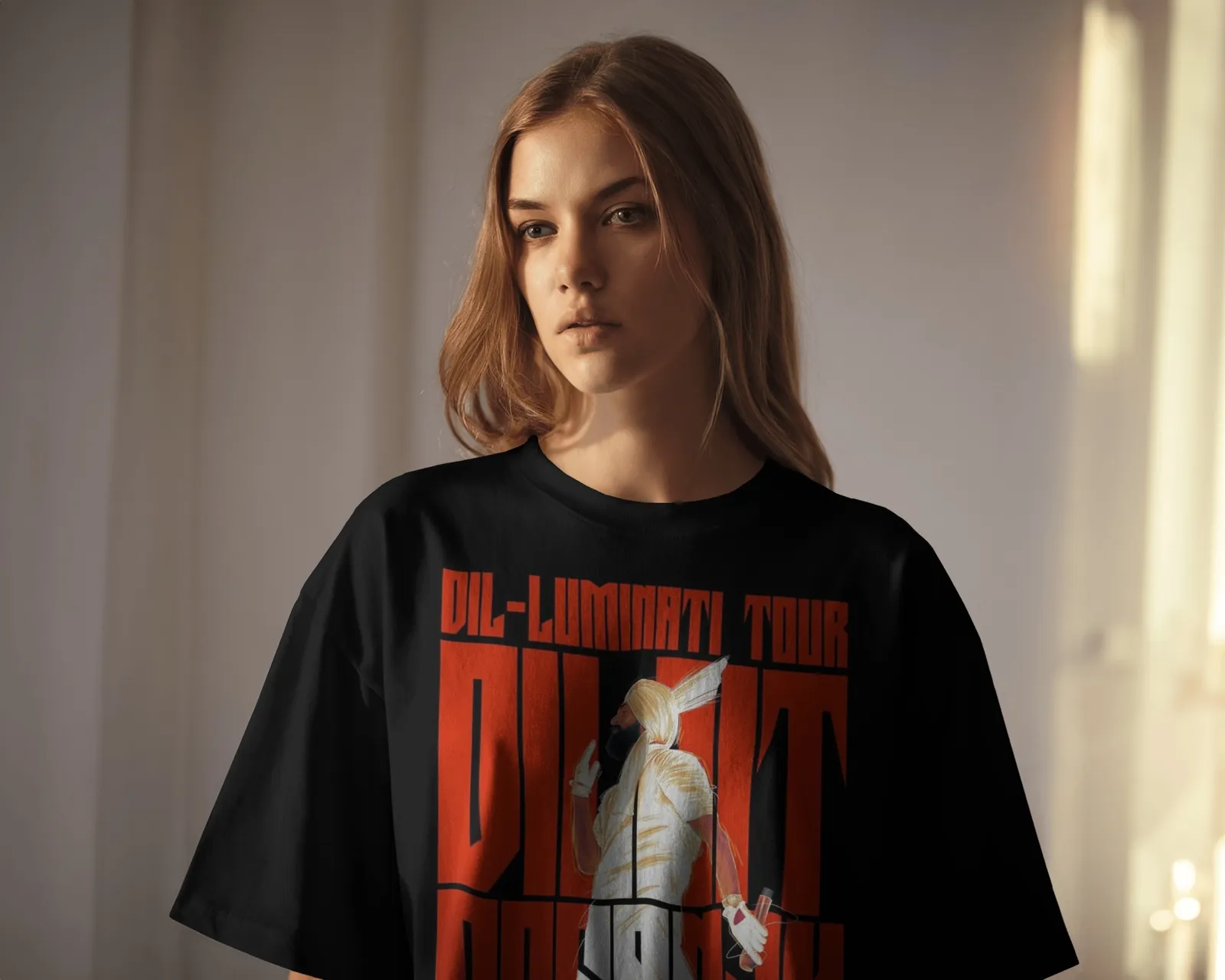 Dil-Luminati Fan Art Oversized T-Shirt — worn shot 3