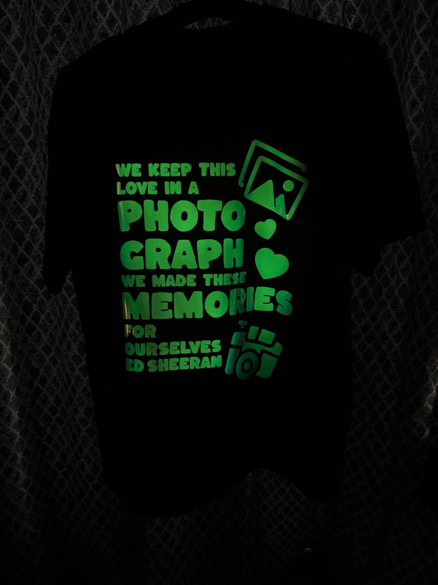 Ed Sheeran Glow in Dark Premium Concert T-Shirt - Photograph Lyrics Edition - alternate view
