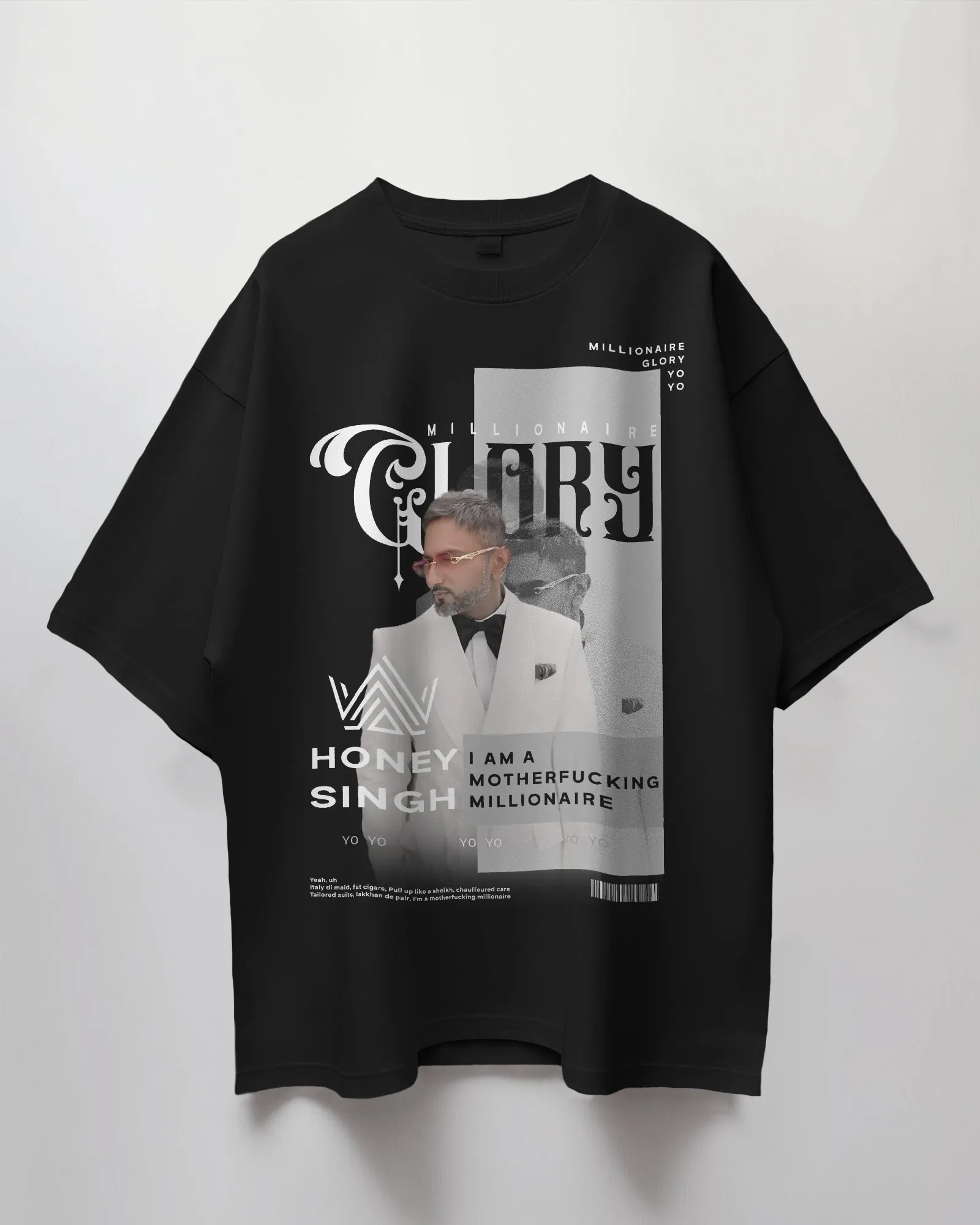 Millionaire Glory Yo Yo Honey Singh Premium Luxury Concert T-Shirt - Limited Edition  With TWO  Fridge Magnets FREE!