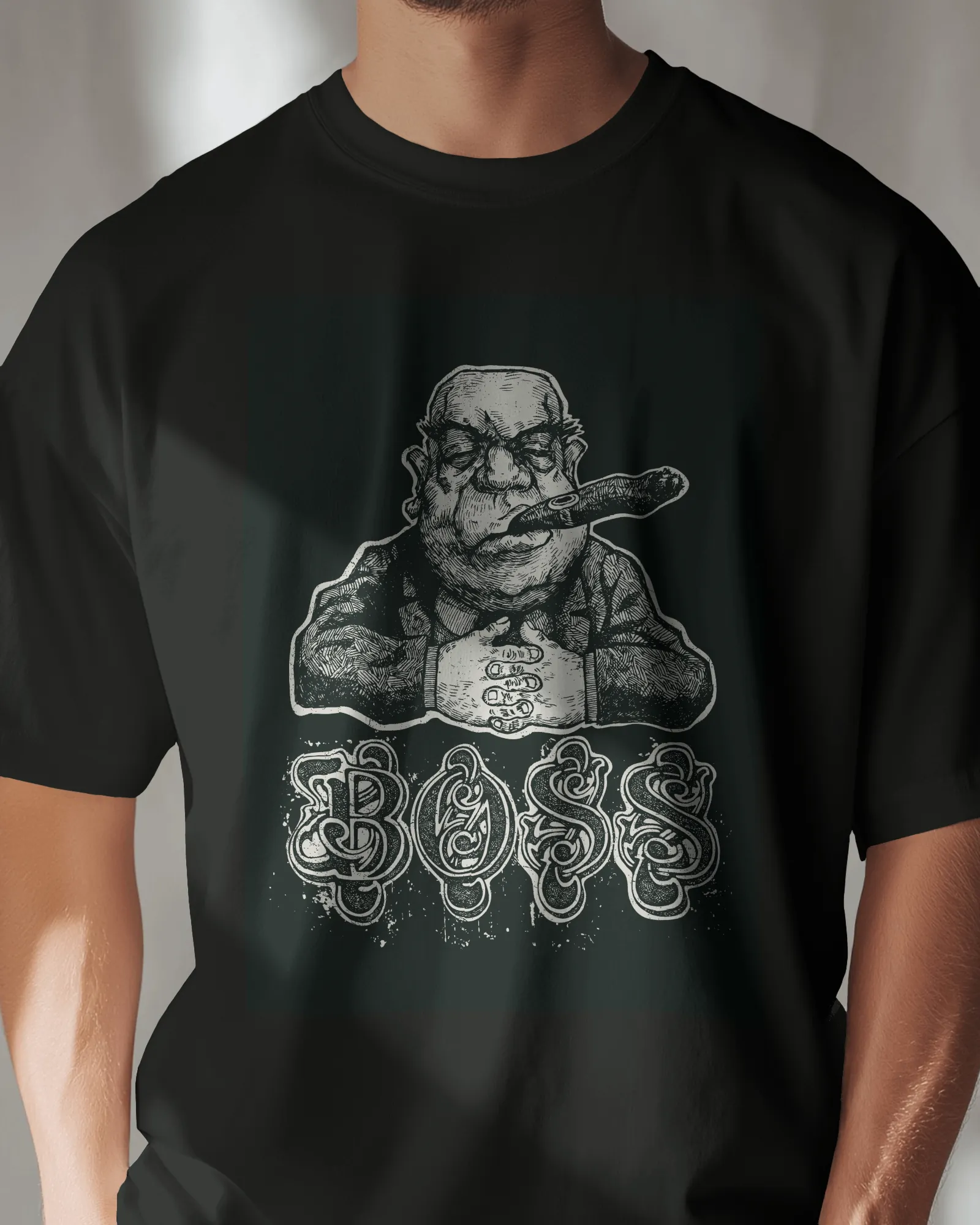 ["Premium 'BOSS' Mobster Caricature Graphic T-Shirt by YORD (T-Shirts) - photo 1 of 5", "Premium 'BOSS' Mobster Caricature Graphic T-Shirt by YORD (T-Shirts) - photo 2 of 5", "Premium 'BOSS' Mobster Caricature Graphic T-Shirt by YORD (T-Shirts) - photo 3 of 5", "Premium 'BOSS' Mobster Caricature Graphic T-Shirt by YORD (T-Shirts) - photo 4 of 5", "Premium 'BOSS' Mobster Caricature Graphic T-Shirt by YORD (T-Shirts) - photo 5 of 5"]
