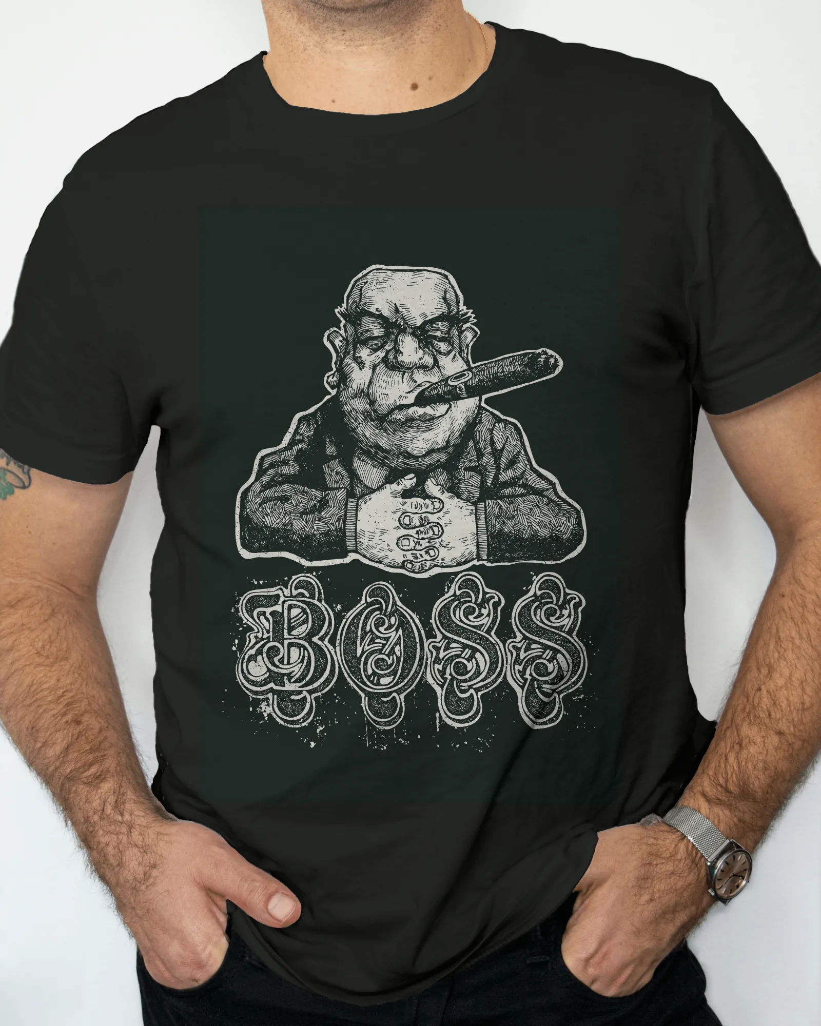 ["Premium 'BOSS' Mobster Caricature Graphic T-Shirt by YORD (T-Shirts) - photo 1 of 5", "Premium 'BOSS' Mobster Caricature Graphic T-Shirt by YORD (T-Shirts) - photo 2 of 5", "Premium 'BOSS' Mobster Caricature Graphic T-Shirt by YORD (T-Shirts) - photo 3 of 5", "Premium 'BOSS' Mobster Caricature Graphic T-Shirt by YORD (T-Shirts) - photo 4 of 5", "Premium 'BOSS' Mobster Caricature Graphic T-Shirt by YORD (T-Shirts) - photo 5 of 5"]