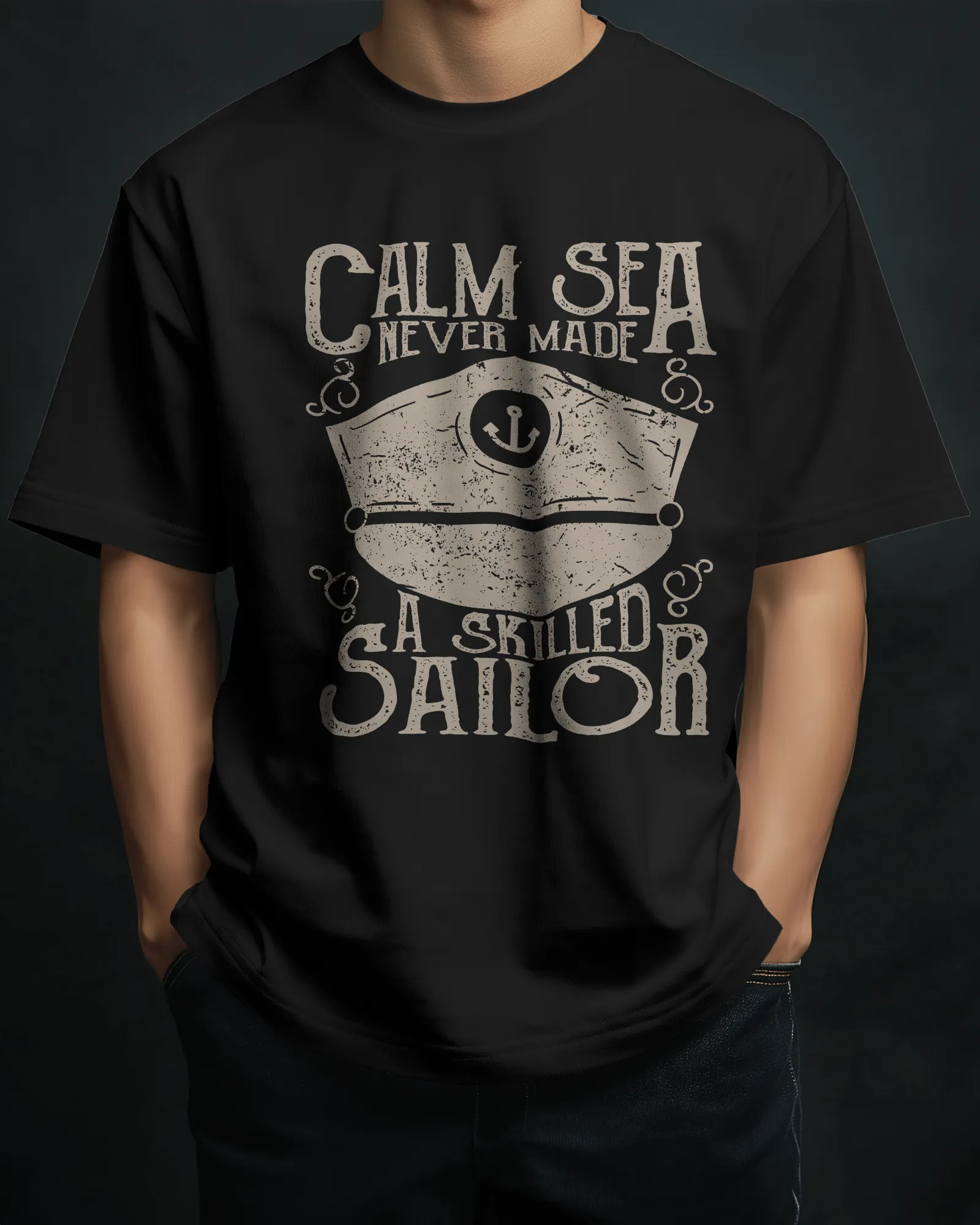 Premium 'Calm Sea Never Made A Skilled Sailor' Oversized T-Shirt - alternate view
