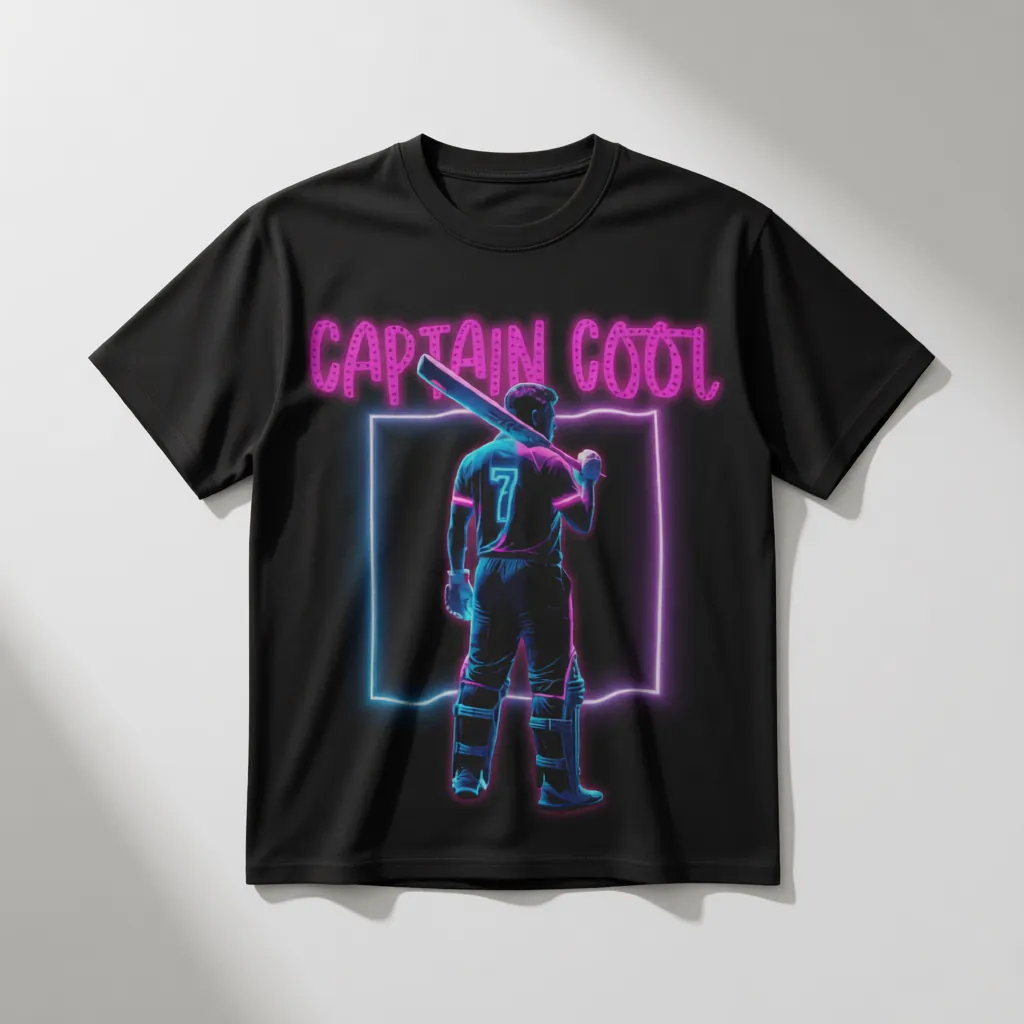 Premium Captain Cool CSK Neon Cricket T-Shirt - Limited Edition - alternate view