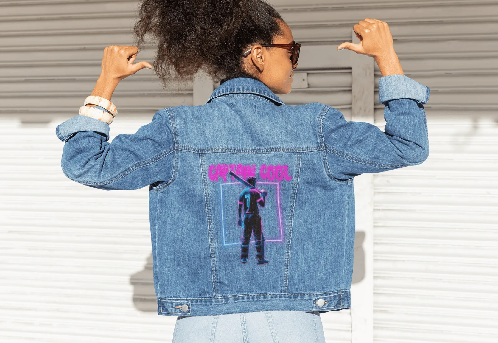 Premium Captain Cool IPL Edition Custom Denim Jacket - alternate view