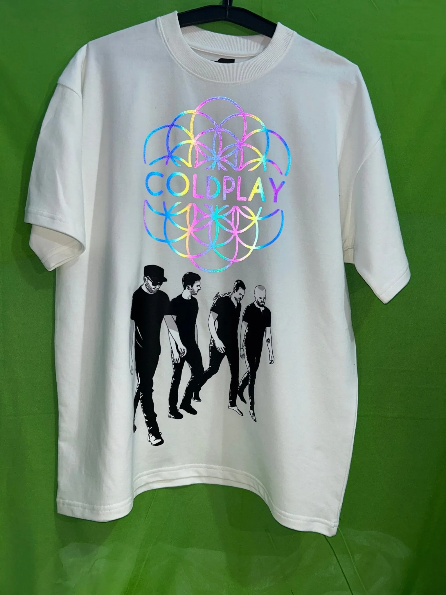 ['Premium Coldplay Rainbow Reflector Logo Concert T-Shirt - Luxury Oversized French Terry Cotton by YORD (T-Shirts) - photo 1 of 2', 'Premium Coldplay Rainbow Reflector Logo Concert T-Shirt - Luxury Oversized French Terry Cotton by YORD (T-Shirts) - photo 2 of 2']