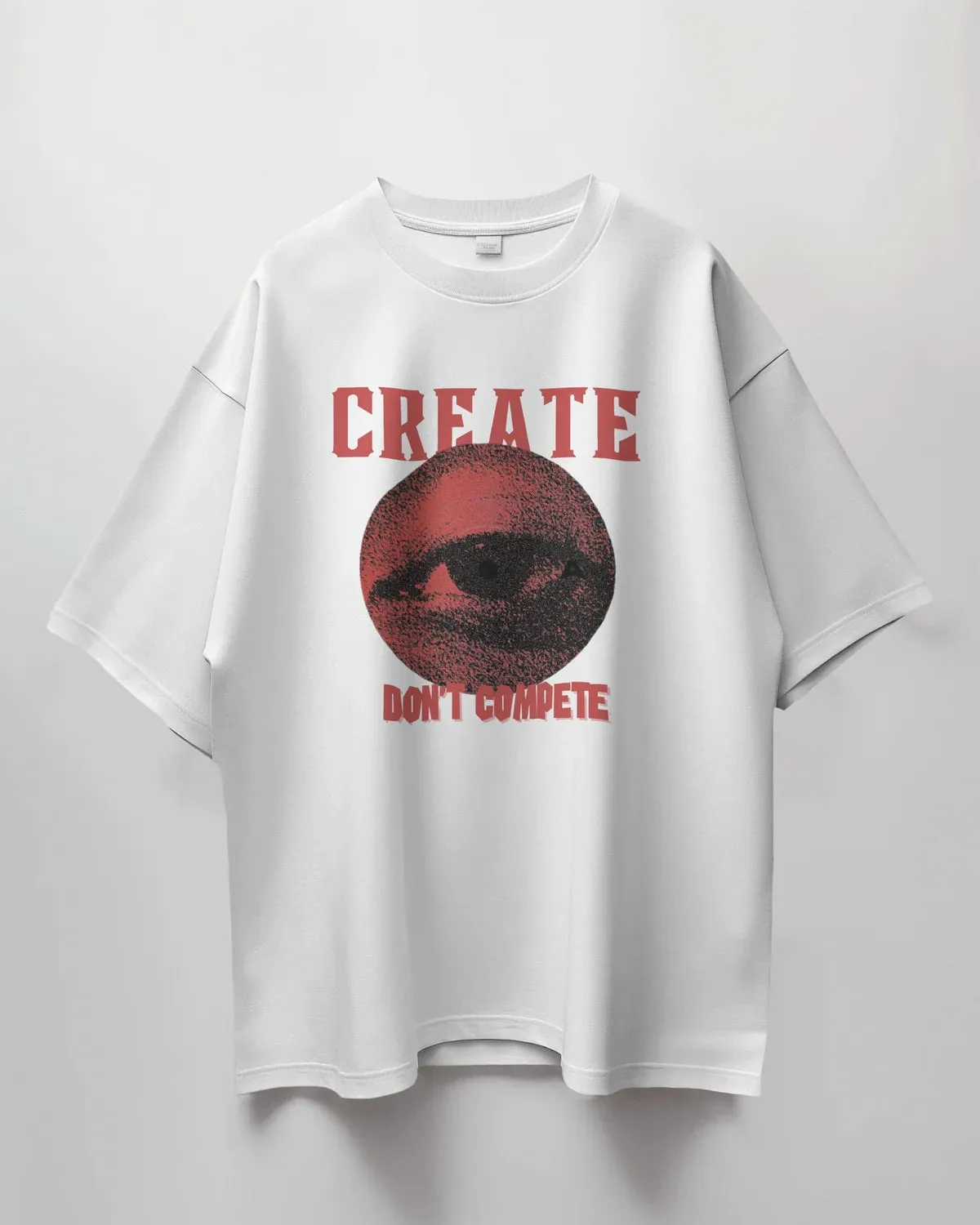 ["Premium 'CREATE DON'T COMPETE' Oversized Eye Graphic Tee by YORD (T-Shirts) - photo 1 of 12", "Premium 'CREATE DON'T COMPETE' Oversized Eye Graphic Tee by YORD (T-Shirts) - photo 2 of 12", "Premium 'CREATE DON'T COMPETE' Oversized Eye Graphic Tee by YORD (T-Shirts) - photo 3 of 12", "Premium 'CREATE DON'T COMPETE' Oversized Eye Graphic Tee by YORD (T-Shirts) - photo 4 of 12", "Premium 'CREATE DON'T COMPETE' Oversized Eye Graphic Tee by YORD (T-Shirts) - photo 5 of 12", "Premium 'CREATE DON'T COMPETE' Over