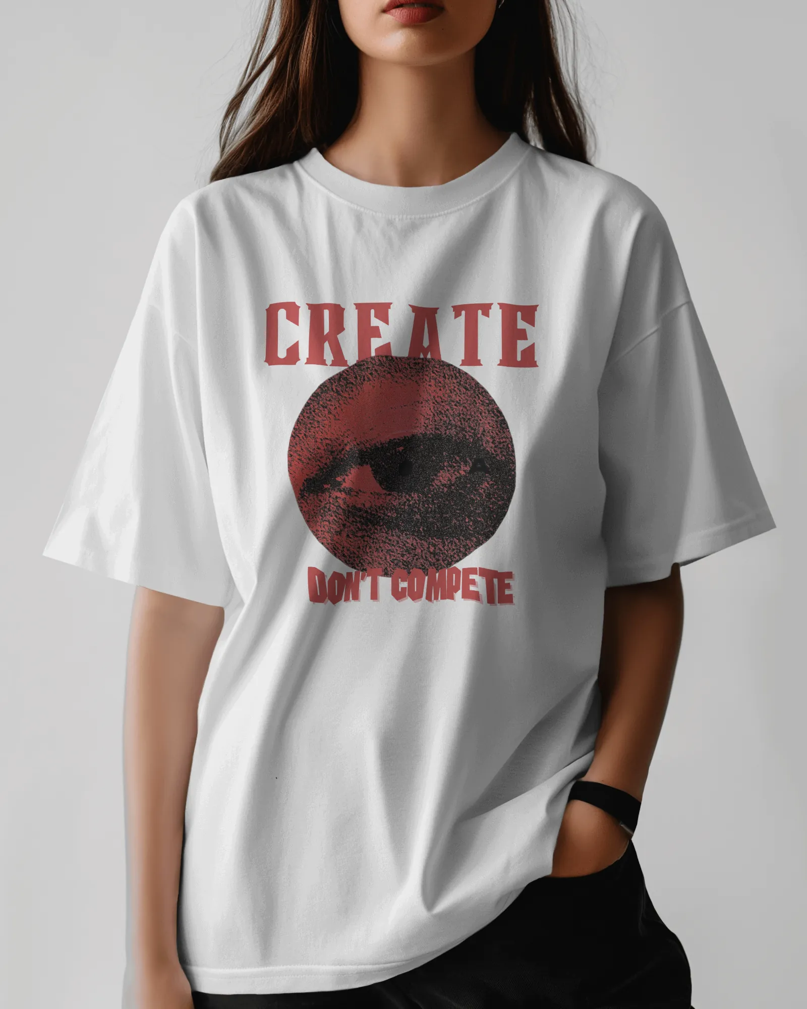 ["Premium 'CREATE DON'T COMPETE' Oversized Eye Graphic Tee by YORD (T-Shirts) - photo 1 of 12", "Premium 'CREATE DON'T COMPETE' Oversized Eye Graphic Tee by YORD (T-Shirts) - photo 2 of 12", "Premium 'CREATE DON'T COMPETE' Oversized Eye Graphic Tee by YORD (T-Shirts) - photo 3 of 12", "Premium 'CREATE DON'T COMPETE' Oversized Eye Graphic Tee by YORD (T-Shirts) - photo 4 of 12", "Premium 'CREATE DON'T COMPETE' Oversized Eye Graphic Tee by YORD (T-Shirts) - photo 5 of 12", "Premium 'CREATE DON'T COMPETE' Over
