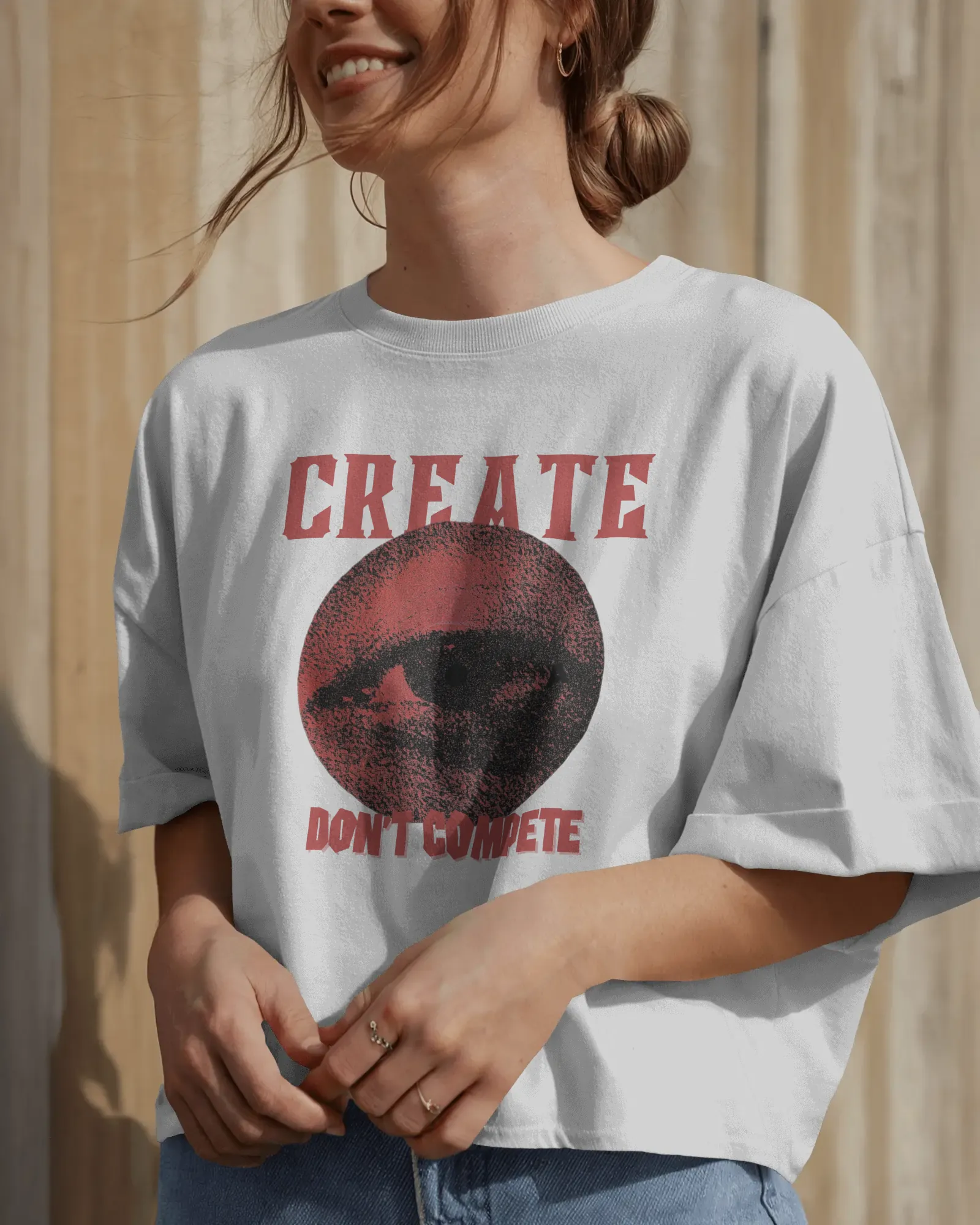 ["Premium 'CREATE DON'T COMPETE' Oversized Eye Graphic Tee by YORD (T-Shirts) - photo 1 of 12", "Premium 'CREATE DON'T COMPETE' Oversized Eye Graphic Tee by YORD (T-Shirts) - photo 2 of 12", "Premium 'CREATE DON'T COMPETE' Oversized Eye Graphic Tee by YORD (T-Shirts) - photo 3 of 12", "Premium 'CREATE DON'T COMPETE' Oversized Eye Graphic Tee by YORD (T-Shirts) - photo 4 of 12", "Premium 'CREATE DON'T COMPETE' Oversized Eye Graphic Tee by YORD (T-Shirts) - photo 5 of 12", "Premium 'CREATE DON'T COMPETE' Over