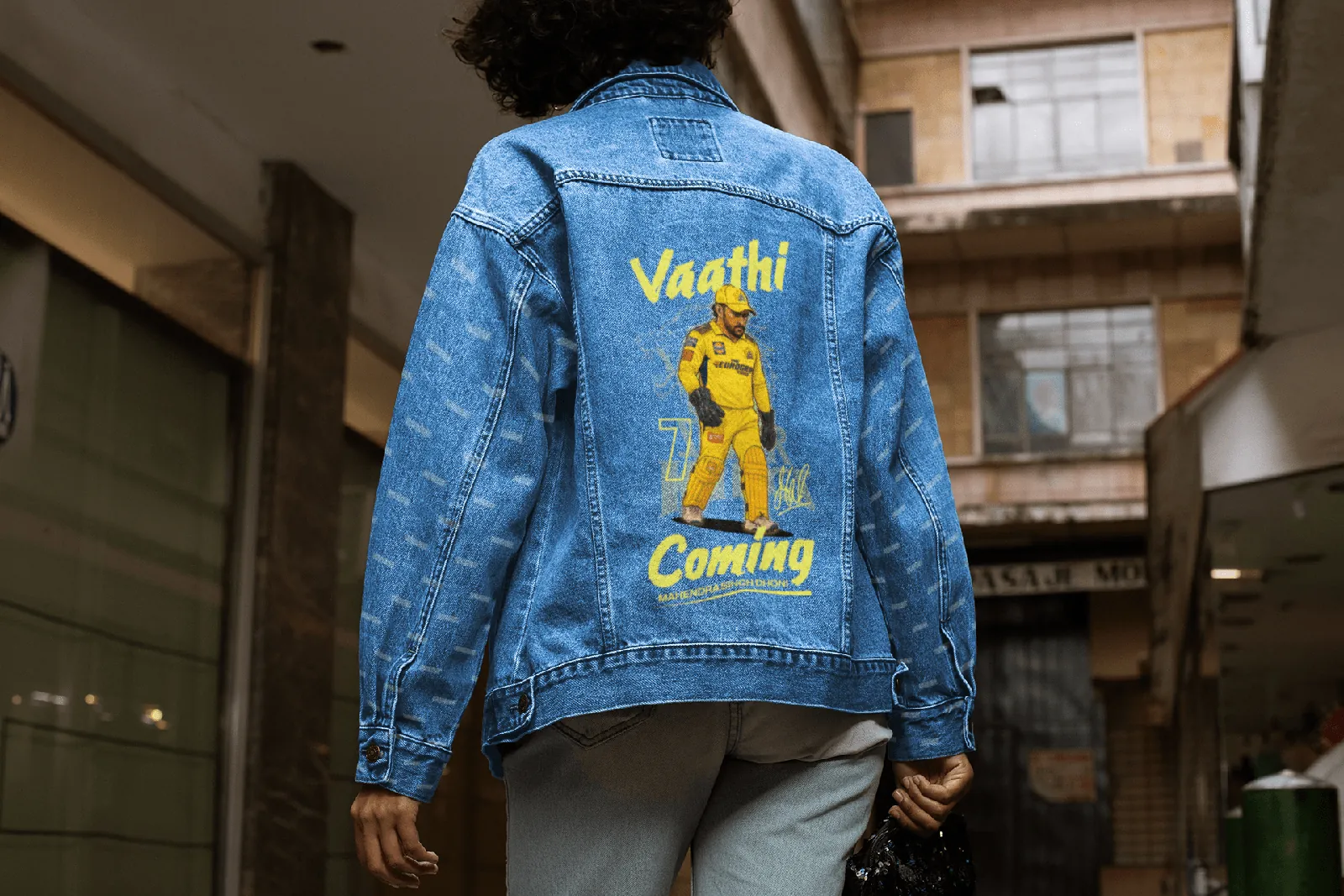 ['Premium CSK M S Dhoni Tribute Denim Jacket - Limited Edition by YORD (Denim) - photo 1 of 8', 'Premium CSK M S Dhoni Tribute Denim Jacket - Limited Edition by YORD (Denim) - photo 2 of 8', 'Premium CSK M S Dhoni Tribute Denim Jacket - Limited Edition by YORD (Denim) - photo 3 of 8', 'Premium CSK M S Dhoni Tribute Denim Jacket - Limited Edition by YORD (Denim) - photo 4 of 8', 'Premium CSK M S Dhoni Tribute Denim Jacket - Limited Edition by YORD (Denim) - photo 5 of 8', 'Premium CSK M S Dhoni Tribute Denim