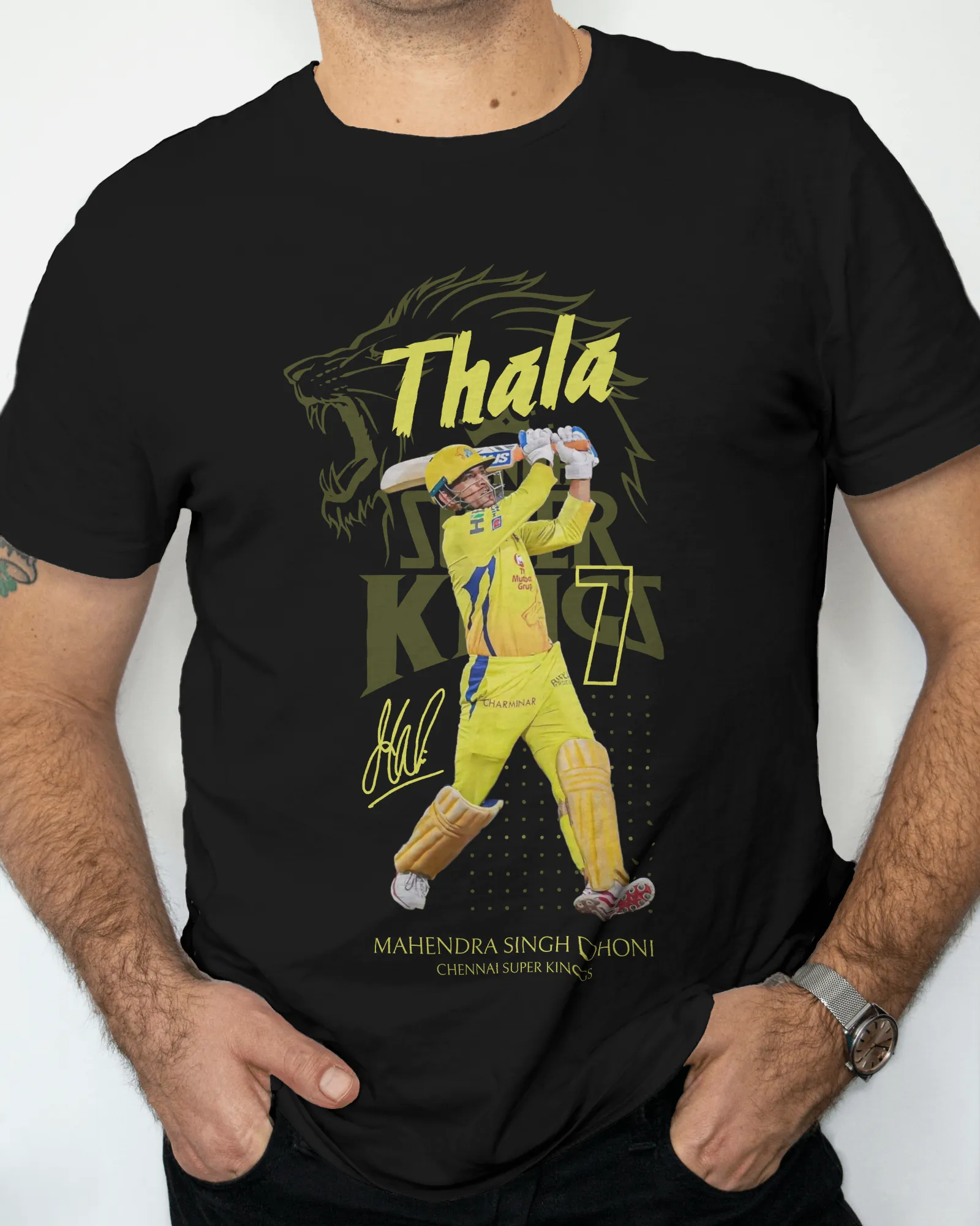 ['Premium CSK Thala MS Dhoni Cricket Legend Limited Edition Regular  T-shirt by YORD (T-Shirts) - photo 1 of 4', 'Premium CSK Thala MS Dhoni Cricket Legend Limited Edition Regular  T-shirt by YORD (T-Shirts) - photo 2 of 4', 'Premium CSK Thala MS Dhoni Cricket Legend Limited Edition Regular  T-shirt by YORD (T-Shirts) - photo 3 of 4', 'Premium CSK Thala MS Dhoni Cricket Legend Limited Edition Regular  T-shirt by YORD (T-Shirts) - photo 4 of 4']