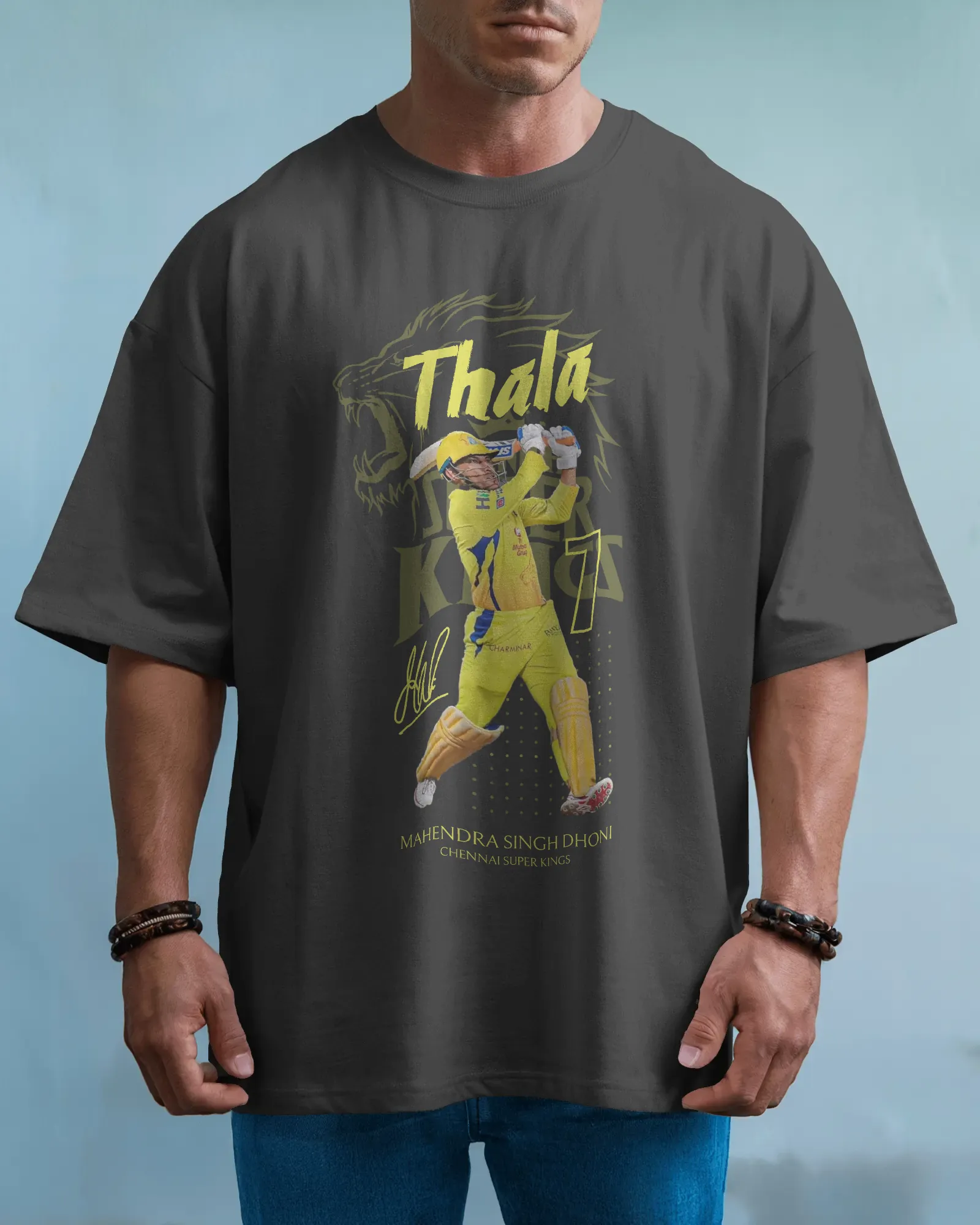 ['Premium CSK Thala MS Dhoni Oversize Cricket T-shirt - Limited Edition by YORD (T-Shirts) - photo 1 of 6', 'Premium CSK Thala MS Dhoni Oversize Cricket T-shirt - Limited Edition by YORD (T-Shirts) - photo 2 of 6', 'Premium CSK Thala MS Dhoni Oversize Cricket T-shirt - Limited Edition by YORD (T-Shirts) - photo 3 of 6', 'Premium CSK Thala MS Dhoni Oversize Cricket T-shirt - Limited Edition by YORD (T-Shirts) - photo 4 of 6', 'Premium CSK Thala MS Dhoni Oversize Cricket T-shirt - Limited Edition by YORD (T-S