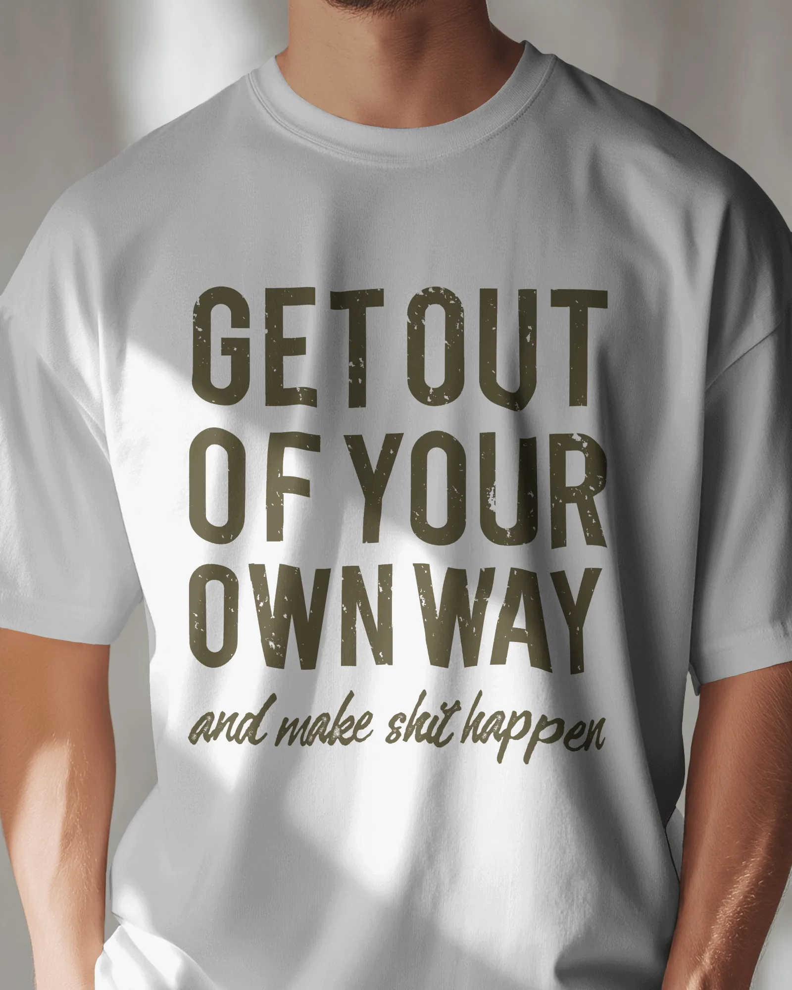 ["Premium 'Get Out Of Your Own Way' Motivational T-shirt by YORD (T-Shirts) - photo 1 of 6", "Premium 'Get Out Of Your Own Way' Motivational T-shirt by YORD (T-Shirts) - photo 2 of 6", "Premium 'Get Out Of Your Own Way' Motivational T-shirt by YORD (T-Shirts) - photo 3 of 6", "Premium 'Get Out Of Your Own Way' Motivational T-shirt by YORD (T-Shirts) - photo 4 of 6", "Premium 'Get Out Of Your Own Way' Motivational T-shirt by YORD (T-Shirts) - photo 5 of 6", "Premium 'Get Out Of Your Own Way' Motivational T-s