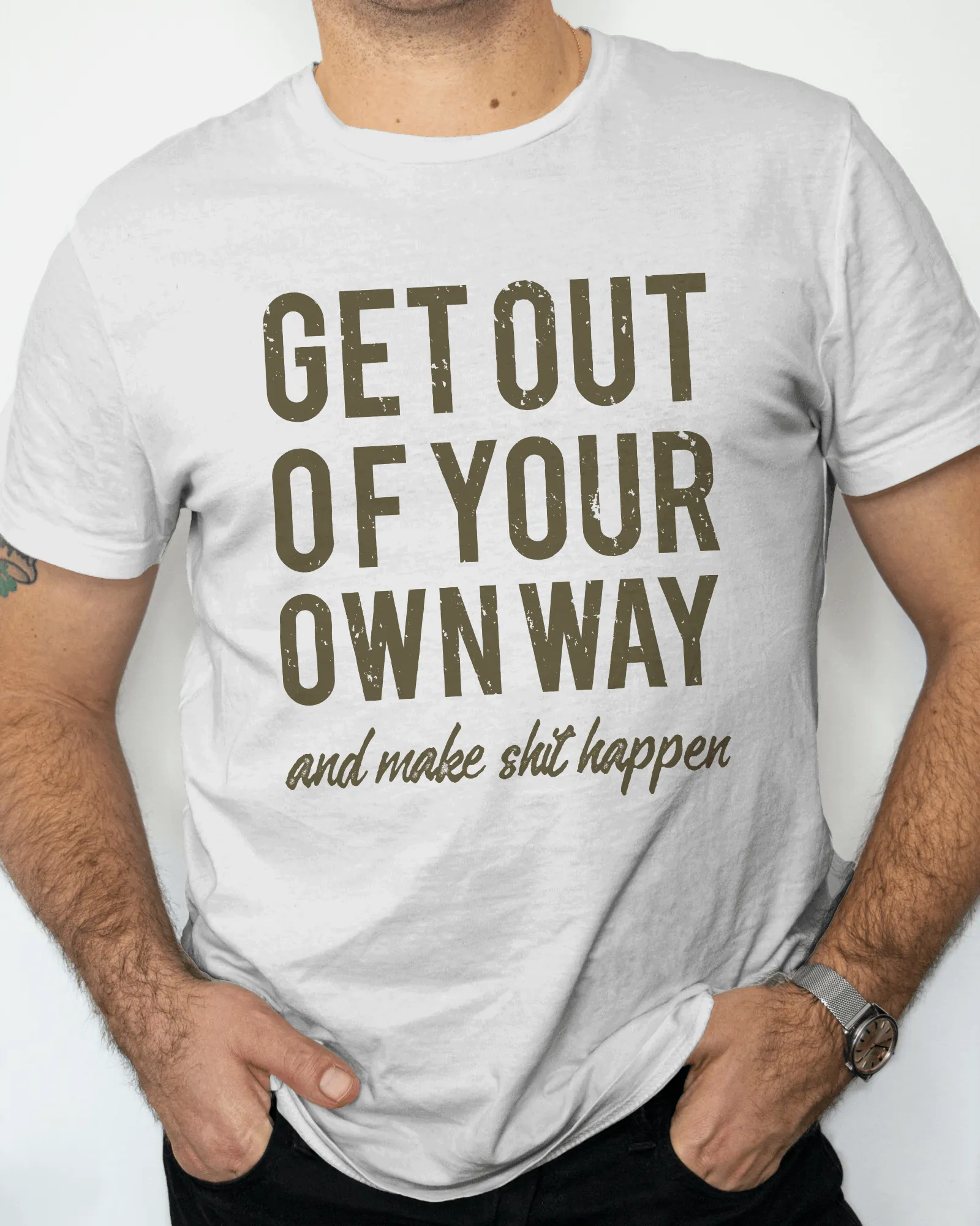 ["Premium 'Get Out Of Your Own Way' Motivational T-shirt by YORD (T-Shirts) - photo 1 of 6", "Premium 'Get Out Of Your Own Way' Motivational T-shirt by YORD (T-Shirts) - photo 2 of 6", "Premium 'Get Out Of Your Own Way' Motivational T-shirt by YORD (T-Shirts) - photo 3 of 6", "Premium 'Get Out Of Your Own Way' Motivational T-shirt by YORD (T-Shirts) - photo 4 of 6", "Premium 'Get Out Of Your Own Way' Motivational T-shirt by YORD (T-Shirts) - photo 5 of 6", "Premium 'Get Out Of Your Own Way' Motivational T-s