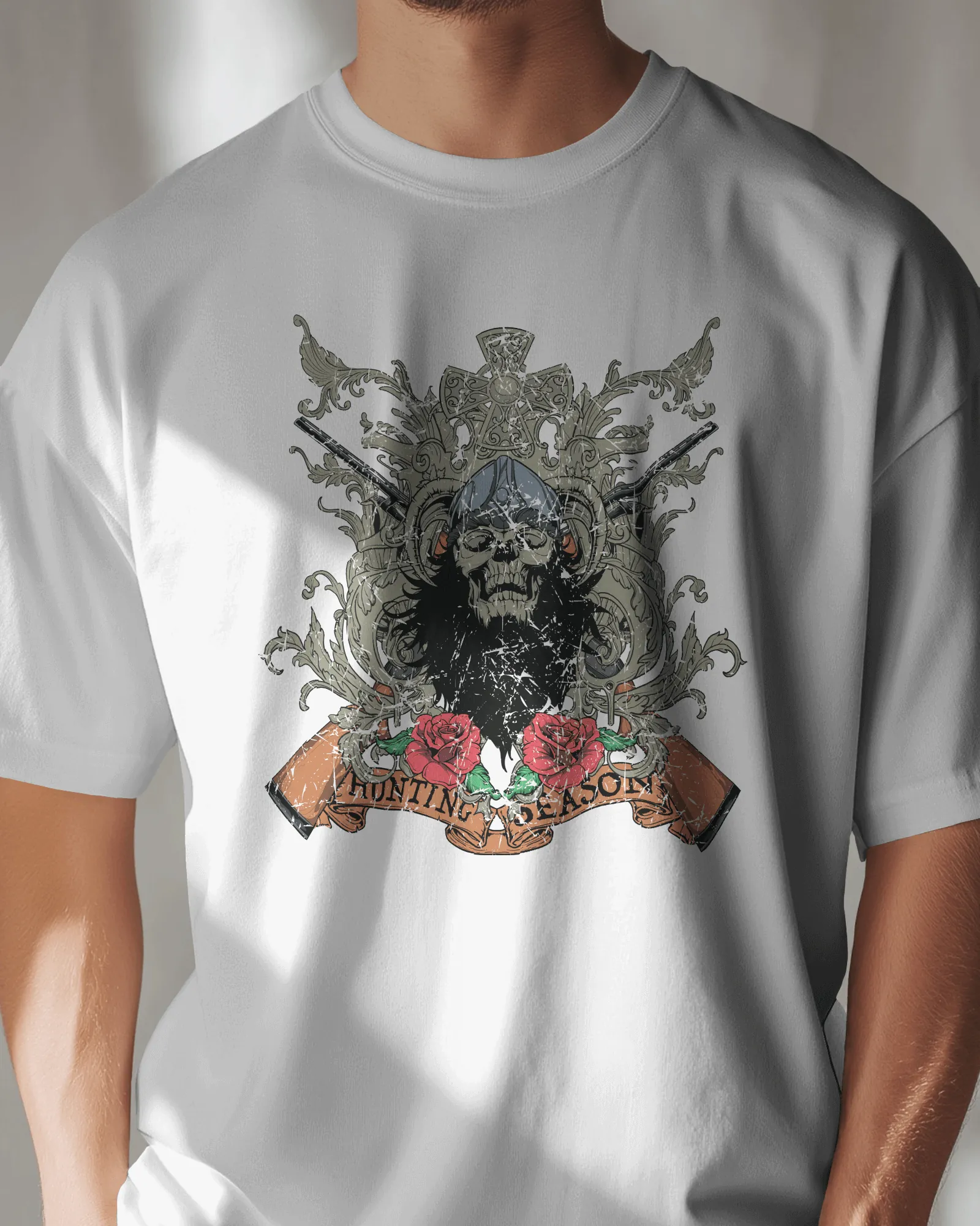 ['Premium Gothic Skull Rose Hunting Season White T-shirt by YORD (T-Shirts) - photo 1 of 7', 'Premium Gothic Skull Rose Hunting Season White T-shirt by YORD (T-Shirts) - photo 2 of 7', 'Premium Gothic Skull Rose Hunting Season White T-shirt by YORD (T-Shirts) - photo 3 of 7', 'Premium Gothic Skull Rose Hunting Season White T-shirt by YORD (T-Shirts) - photo 4 of 7', 'Premium Gothic Skull Rose Hunting Season White T-shirt by YORD (T-Shirts) - photo 5 of 7', 'Premium Gothic Skull Rose Hunting Season White T-s