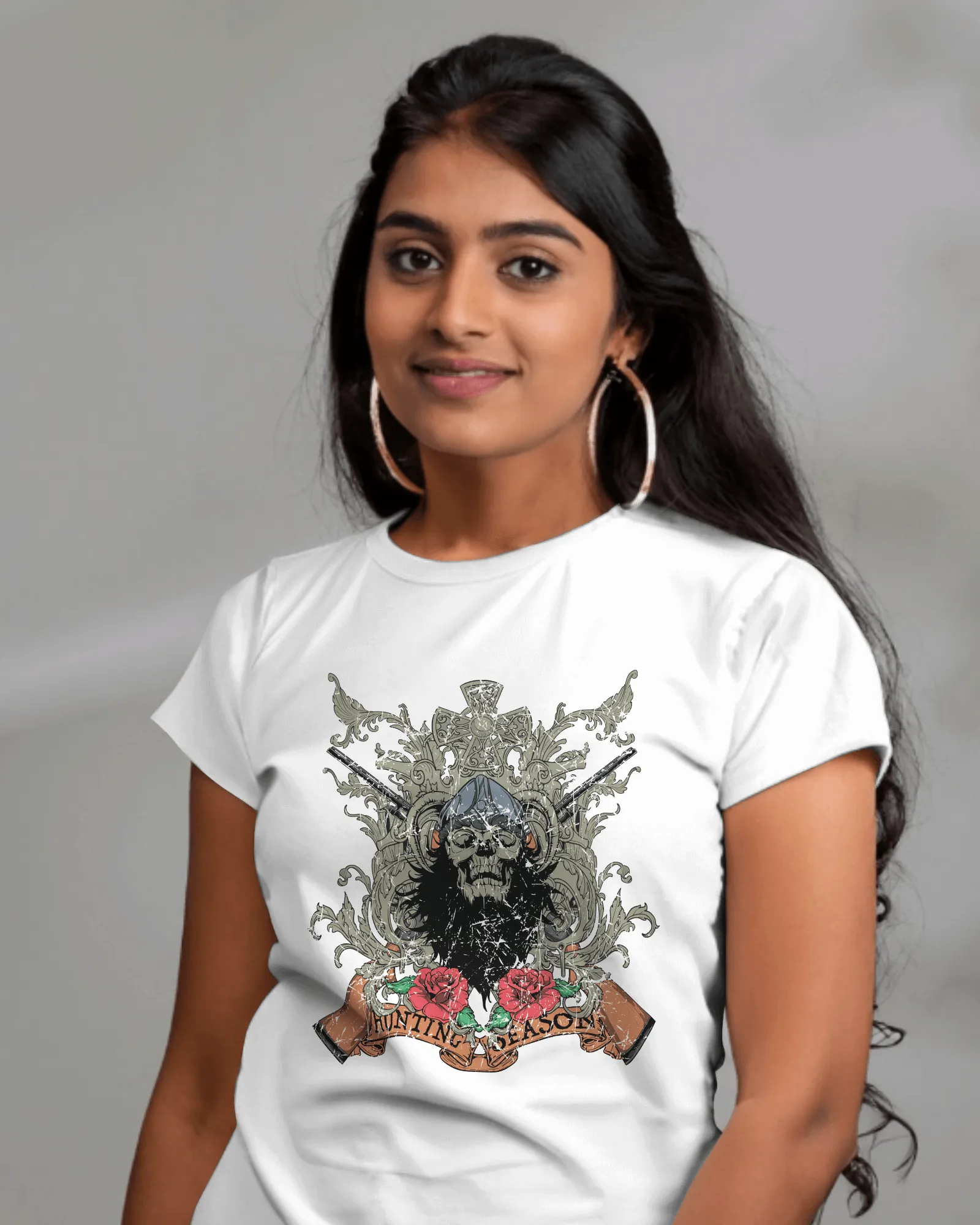 ['Premium Gothic Skull Rose Hunting Season White T-shirt by YORD (T-Shirts) - photo 1 of 7', 'Premium Gothic Skull Rose Hunting Season White T-shirt by YORD (T-Shirts) - photo 2 of 7', 'Premium Gothic Skull Rose Hunting Season White T-shirt by YORD (T-Shirts) - photo 3 of 7', 'Premium Gothic Skull Rose Hunting Season White T-shirt by YORD (T-Shirts) - photo 4 of 7', 'Premium Gothic Skull Rose Hunting Season White T-shirt by YORD (T-Shirts) - photo 5 of 7', 'Premium Gothic Skull Rose Hunting Season White T-s