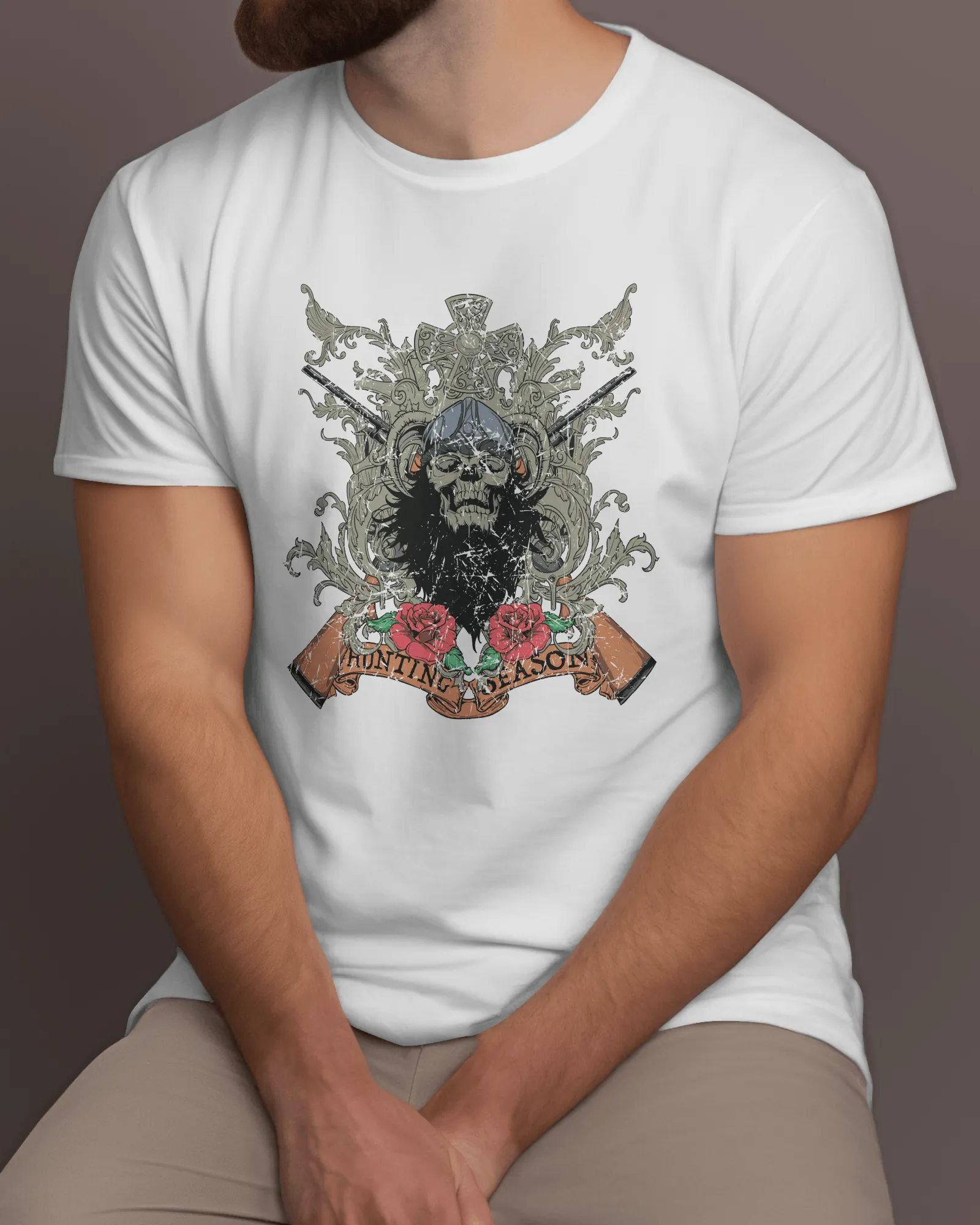 ['Premium Gothic Skull Rose Hunting Season White T-shirt by YORD (T-Shirts) - photo 1 of 7', 'Premium Gothic Skull Rose Hunting Season White T-shirt by YORD (T-Shirts) - photo 2 of 7', 'Premium Gothic Skull Rose Hunting Season White T-shirt by YORD (T-Shirts) - photo 3 of 7', 'Premium Gothic Skull Rose Hunting Season White T-shirt by YORD (T-Shirts) - photo 4 of 7', 'Premium Gothic Skull Rose Hunting Season White T-shirt by YORD (T-Shirts) - photo 5 of 7', 'Premium Gothic Skull Rose Hunting Season White T-s
