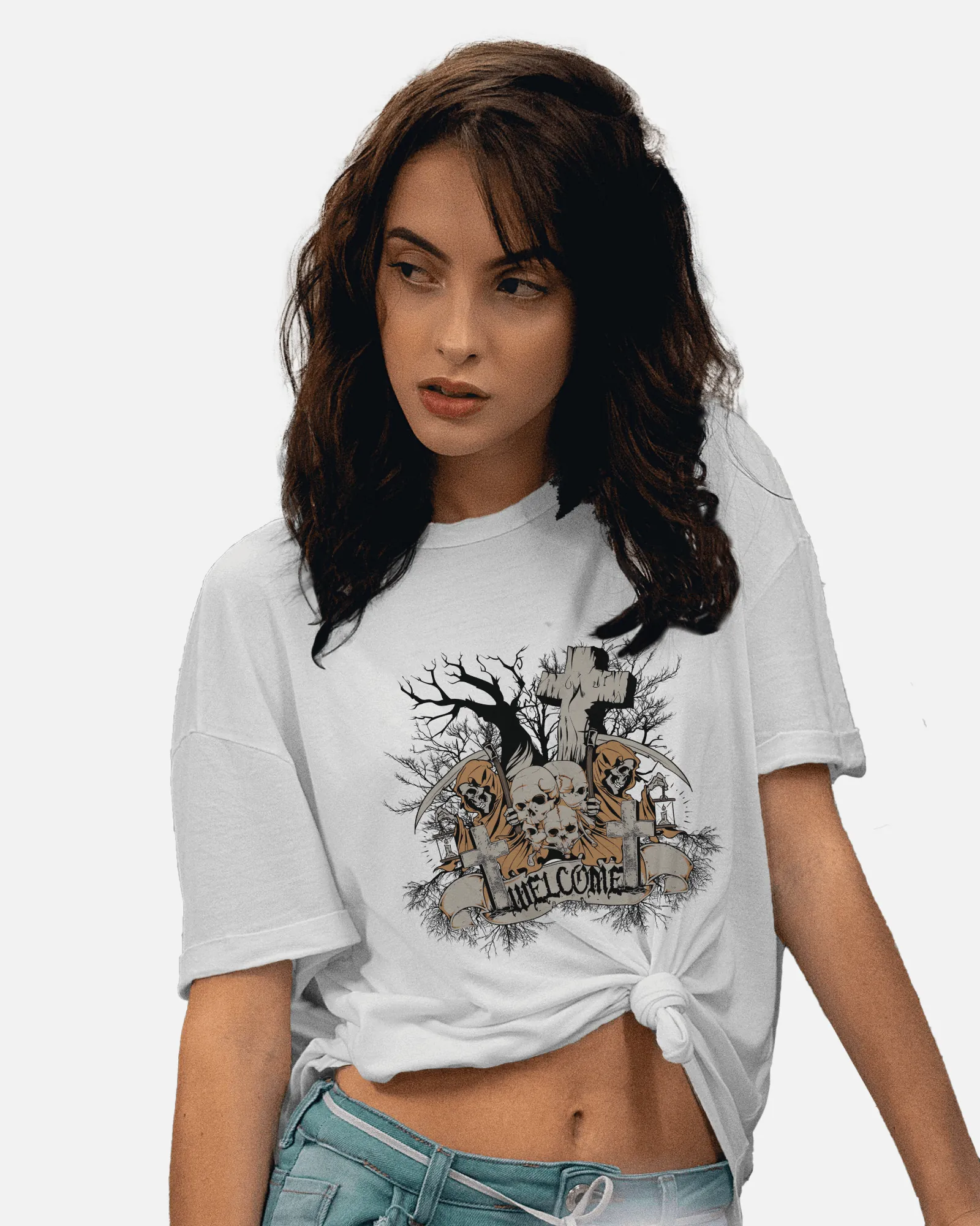 ["Premium Grim Reaper 'UNWELCOME' Gothic Print T-Shirt by YORD (T-Shirts) - photo 1 of 7", "Premium Grim Reaper 'UNWELCOME' Gothic Print T-Shirt by YORD (T-Shirts) - photo 2 of 7", "Premium Grim Reaper 'UNWELCOME' Gothic Print T-Shirt by YORD (T-Shirts) - photo 3 of 7", "Premium Grim Reaper 'UNWELCOME' Gothic Print T-Shirt by YORD (T-Shirts) - photo 4 of 7", "Premium Grim Reaper 'UNWELCOME' Gothic Print T-Shirt by YORD (T-Shirts) - photo 5 of 7", "Premium Grim Reaper 'UNWELCOME' Gothic Print T-Shirt by YORD