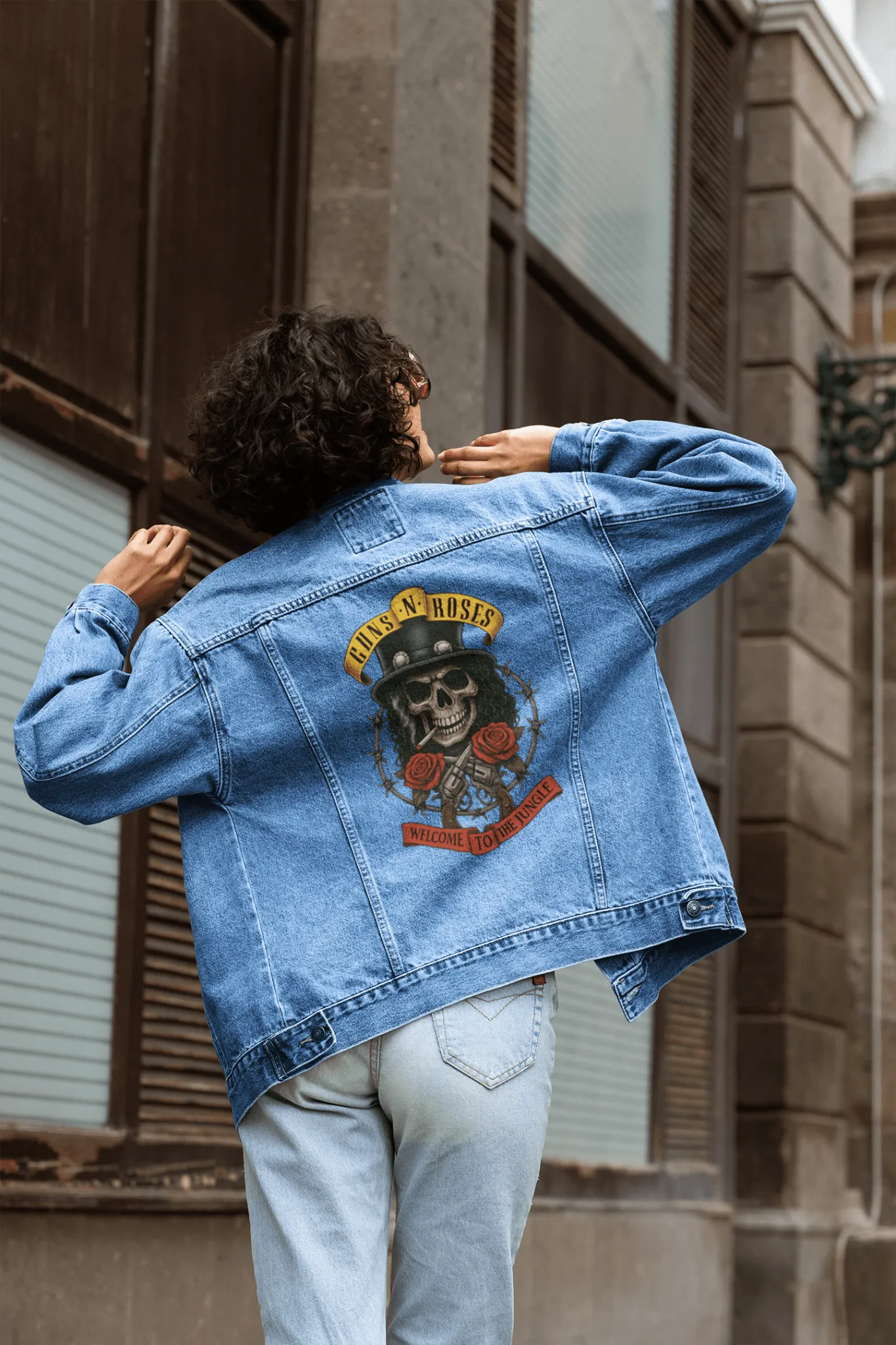 ["Premium Guns N' Roses Skull Print Denim Jacket - Limited Edition by YORD (Denim) - photo 1 of 5", "Premium Guns N' Roses Skull Print Denim Jacket - Limited Edition by YORD (Denim) - photo 2 of 5", "Premium Guns N' Roses Skull Print Denim Jacket - Limited Edition by YORD (Denim) - photo 3 of 5", "Premium Guns N' Roses Skull Print Denim Jacket - Limited Edition by YORD (Denim) - photo 4 of 5", "Premium Guns N' Roses Skull Print Denim Jacket - Limited Edition by YORD (Denim) - photo 5 of 5"]