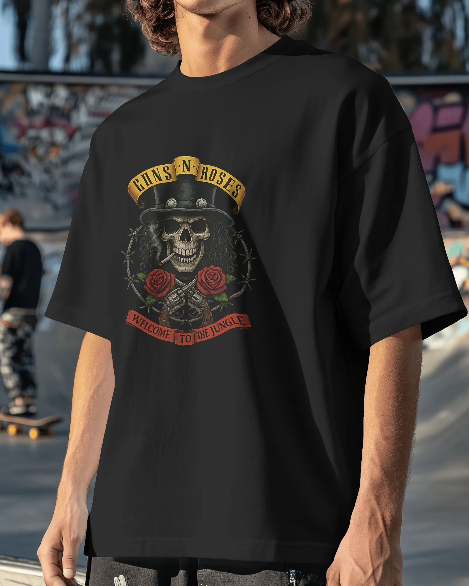 ["Premium Guns N' Roses 'Welcome to the Jungle' Oversized T-shirt by YORD (T-Shirts) - photo 1 of 8", "Premium Guns N' Roses 'Welcome to the Jungle' Oversized T-shirt by YORD (T-Shirts) - photo 2 of 8", "Premium Guns N' Roses 'Welcome to the Jungle' Oversized T-shirt by YORD (T-Shirts) - photo 3 of 8", "Premium Guns N' Roses 'Welcome to the Jungle' Oversized T-shirt by YORD (T-Shirts) - photo 4 of 8", "Premium Guns N' Roses 'Welcome to the Jungle' Oversized T-shirt by YORD (T-Shirts) - photo 5 of 8", "Premi