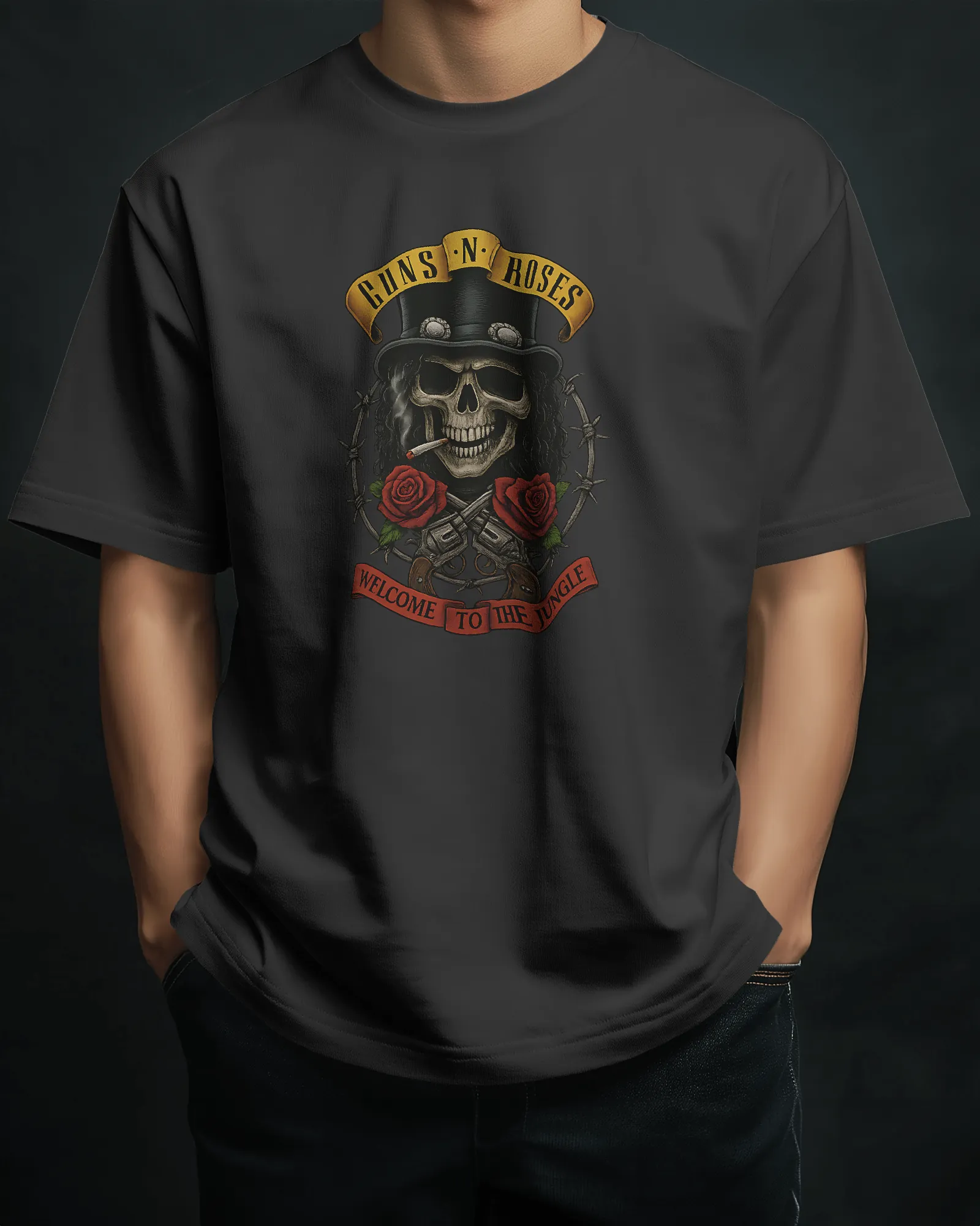 ["Premium Guns N' Roses 'Welcome To The Jungle' Skull T-shirt by YORD (T-Shirts) - photo 1 of 3", "Premium Guns N' Roses 'Welcome To The Jungle' Skull T-shirt by YORD (T-Shirts) - photo 2 of 3", "Premium Guns N' Roses 'Welcome To The Jungle' Skull T-shirt by YORD (T-Shirts) - photo 3 of 3"]