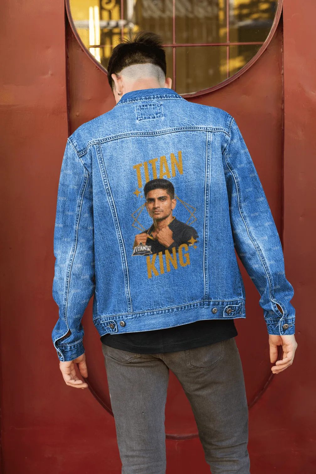 ['Premium Hand Painted Titan King GT Denim Jacket | IPL Fan Edition by YORD (Denim) - photo 1 of 8', 'Premium Hand Painted Titan King GT Denim Jacket | IPL Fan Edition by YORD (Denim) - photo 2 of 8', 'Premium Hand Painted Titan King GT Denim Jacket | IPL Fan Edition by YORD (Denim) - photo 3 of 8', 'Premium Hand Painted Titan King GT Denim Jacket | IPL Fan Edition by YORD (Denim) - photo 4 of 8', 'Premium Hand Painted Titan King GT Denim Jacket | IPL Fan Edition by YORD (Denim) - photo 5 of 8', 'Premium Ha