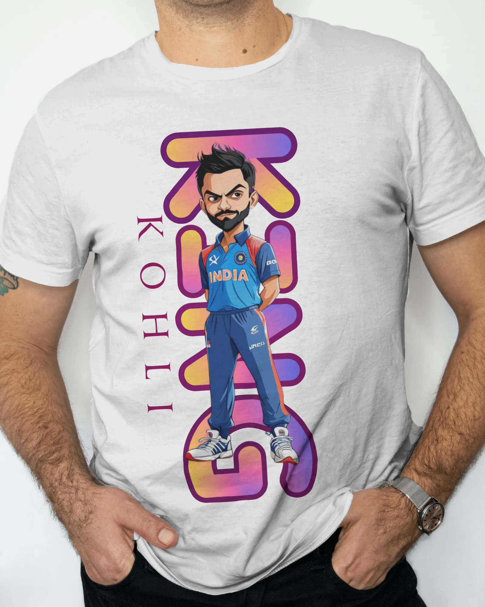 ['Premium Virat Kohli India Cricket Cartoon Regular T-Shirt - Limited Edition by YORD (T-Shirts) - photo 1 of 5', 'Premium Virat Kohli India Cricket Cartoon Regular T-Shirt - Limited Edition by YORD (T-Shirts) - photo 2 of 5', 'Premium Virat Kohli India Cricket Cartoon Regular T-Shirt - Limited Edition by YORD (T-Shirts) - photo 3 of 5', 'Premium Virat Kohli India Cricket Cartoon Regular T-Shirt - Limited Edition by YORD (T-Shirts) - photo 4 of 5', 'Premium Virat Kohli India Cricket Cartoon Regular T-Shirt 