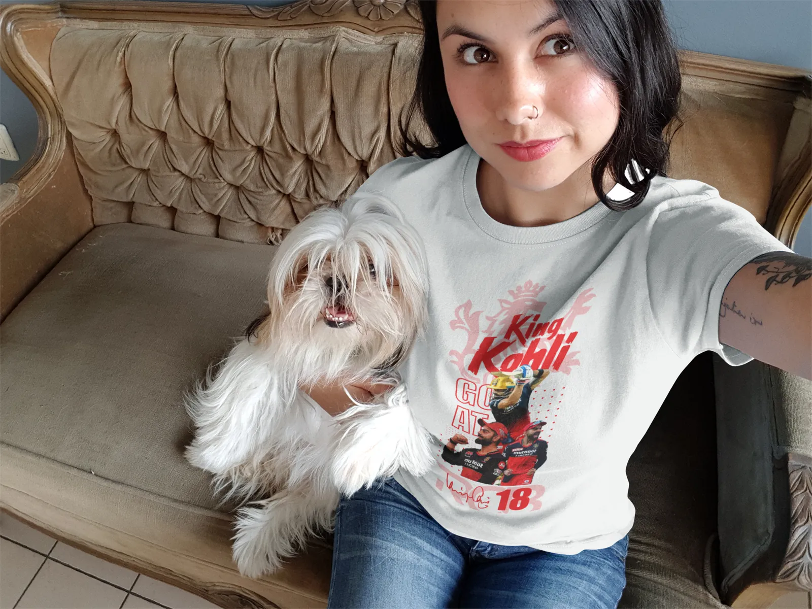 ['Premium King Kohli RCB Cricket Fan Tribute Regular T-shirt #18 by YORD (T-Shirts) - photo 1 of 6', 'Premium King Kohli RCB Cricket Fan Tribute Regular T-shirt #18 by YORD (T-Shirts) - photo 2 of 6', 'Premium King Kohli RCB Cricket Fan Tribute Regular T-shirt #18 by YORD (T-Shirts) - photo 3 of 6', 'Premium King Kohli RCB Cricket Fan Tribute Regular T-shirt #18 by YORD (T-Shirts) - photo 4 of 6', 'Premium King Kohli RCB Cricket Fan Tribute Regular T-shirt #18 by YORD (T-Shirts) - photo 5 of 6', 'Premium Ki