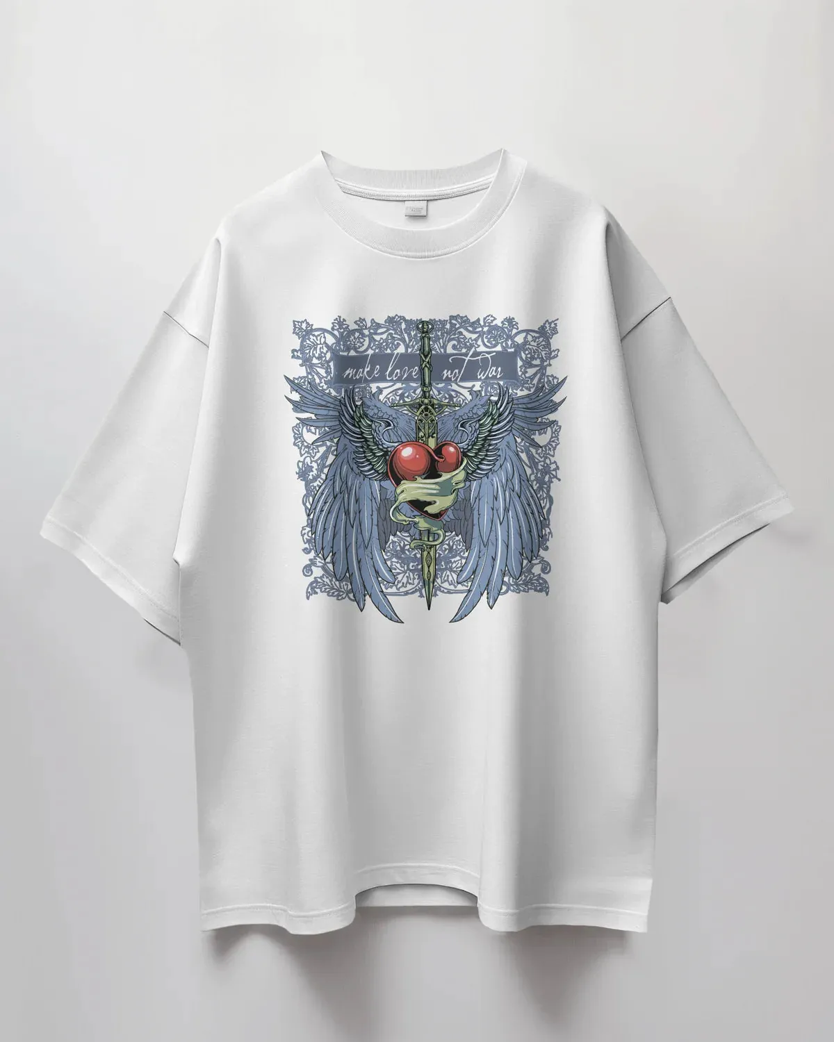 ['Premium Make Love Not War Wings Heart Oversized T-shirt by YORD (T-Shirts) - photo 1 of 11', 'Premium Make Love Not War Wings Heart Oversized T-shirt by YORD (T-Shirts) - photo 2 of 11', 'Premium Make Love Not War Wings Heart Oversized T-shirt by YORD (T-Shirts) - photo 3 of 11', 'Premium Make Love Not War Wings Heart Oversized T-shirt by YORD (T-Shirts) - photo 4 of 11', 'Premium Make Love Not War Wings Heart Oversized T-shirt by YORD (T-Shirts) - photo 5 of 11', 'Premium Make Love Not War Wings Heart Ov