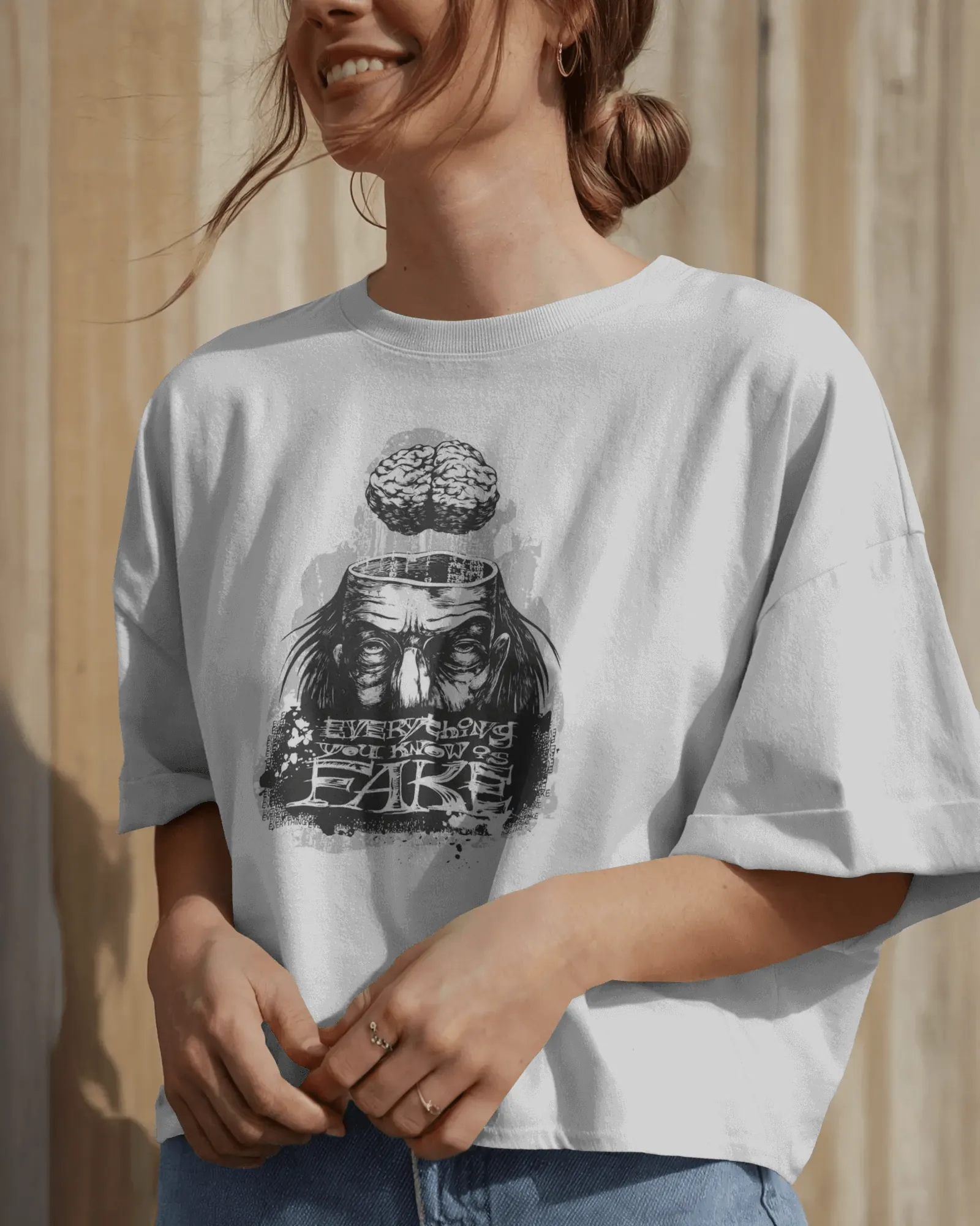 ["Premium Mind Illusion 'Everything Fake' Oversized T-Shirt by YORD (T-Shirts) - photo 1 of 8", "Premium Mind Illusion 'Everything Fake' Oversized T-Shirt by YORD (T-Shirts) - photo 2 of 8", "Premium Mind Illusion 'Everything Fake' Oversized T-Shirt by YORD (T-Shirts) - photo 3 of 8", "Premium Mind Illusion 'Everything Fake' Oversized T-Shirt by YORD (T-Shirts) - photo 4 of 8", "Premium Mind Illusion 'Everything Fake' Oversized T-Shirt by YORD (T-Shirts) - photo 5 of 8", "Premium Mind Illusion 'Everything F