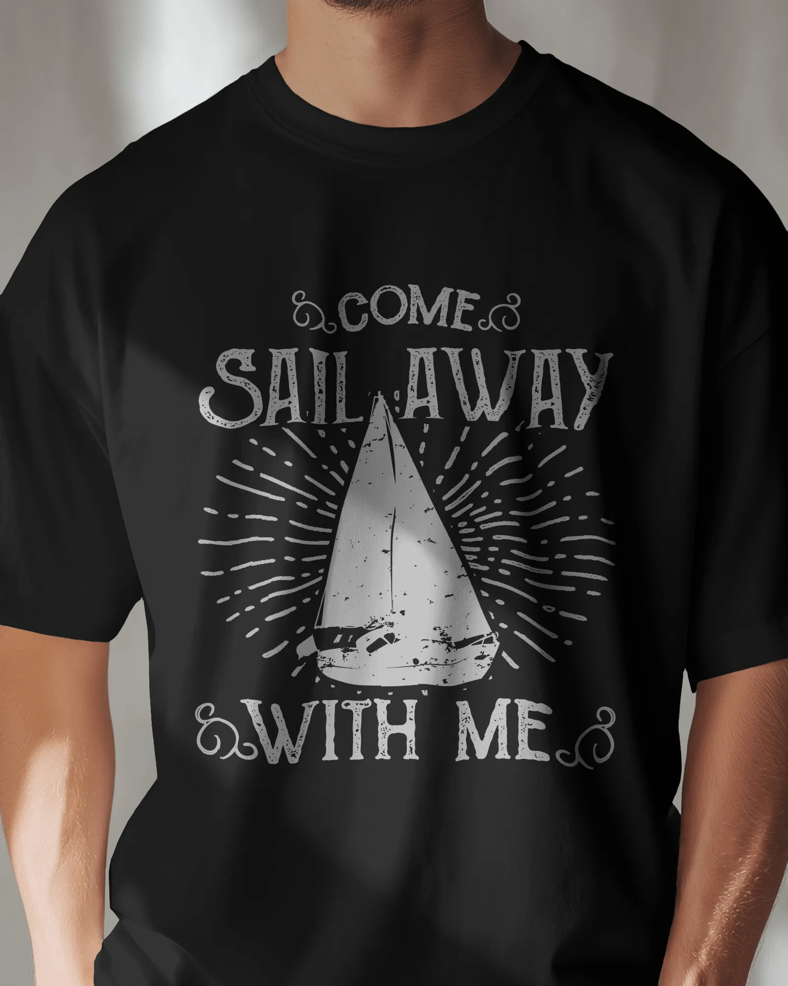 ["Premium Nautical 'Come Sail Away With Me' Cotton T-Shirt by YORD (T-Shirts) - photo 1 of 5", "Premium Nautical 'Come Sail Away With Me' Cotton T-Shirt by YORD (T-Shirts) - photo 2 of 5", "Premium Nautical 'Come Sail Away With Me' Cotton T-Shirt by YORD (T-Shirts) - photo 3 of 5", "Premium Nautical 'Come Sail Away With Me' Cotton T-Shirt by YORD (T-Shirts) - photo 4 of 5", "Premium Nautical 'Come Sail Away With Me' Cotton T-Shirt by YORD (T-Shirts) - photo 5 of 5"]
