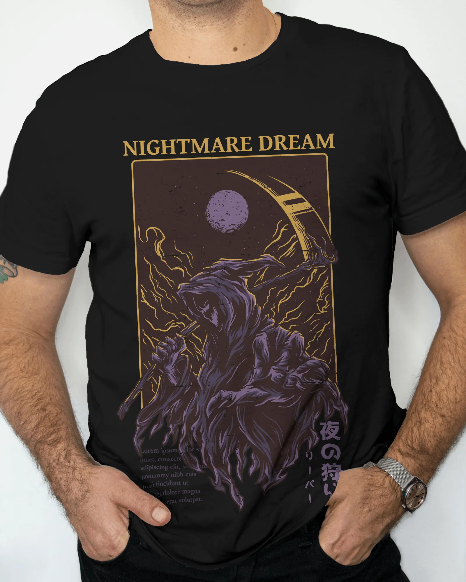 ['Premium Nightmare Dream Reaper Gothic T-Shirt by YORD (T-Shirts) - photo 1 of 5', 'Premium Nightmare Dream Reaper Gothic T-Shirt by YORD (T-Shirts) - photo 2 of 5', 'Premium Nightmare Dream Reaper Gothic T-Shirt by YORD (T-Shirts) - photo 3 of 5', 'Premium Nightmare Dream Reaper Gothic T-Shirt by YORD (T-Shirts) - photo 4 of 5', 'Premium Nightmare Dream Reaper Gothic T-Shirt by YORD (T-Shirts) - photo 5 of 5']