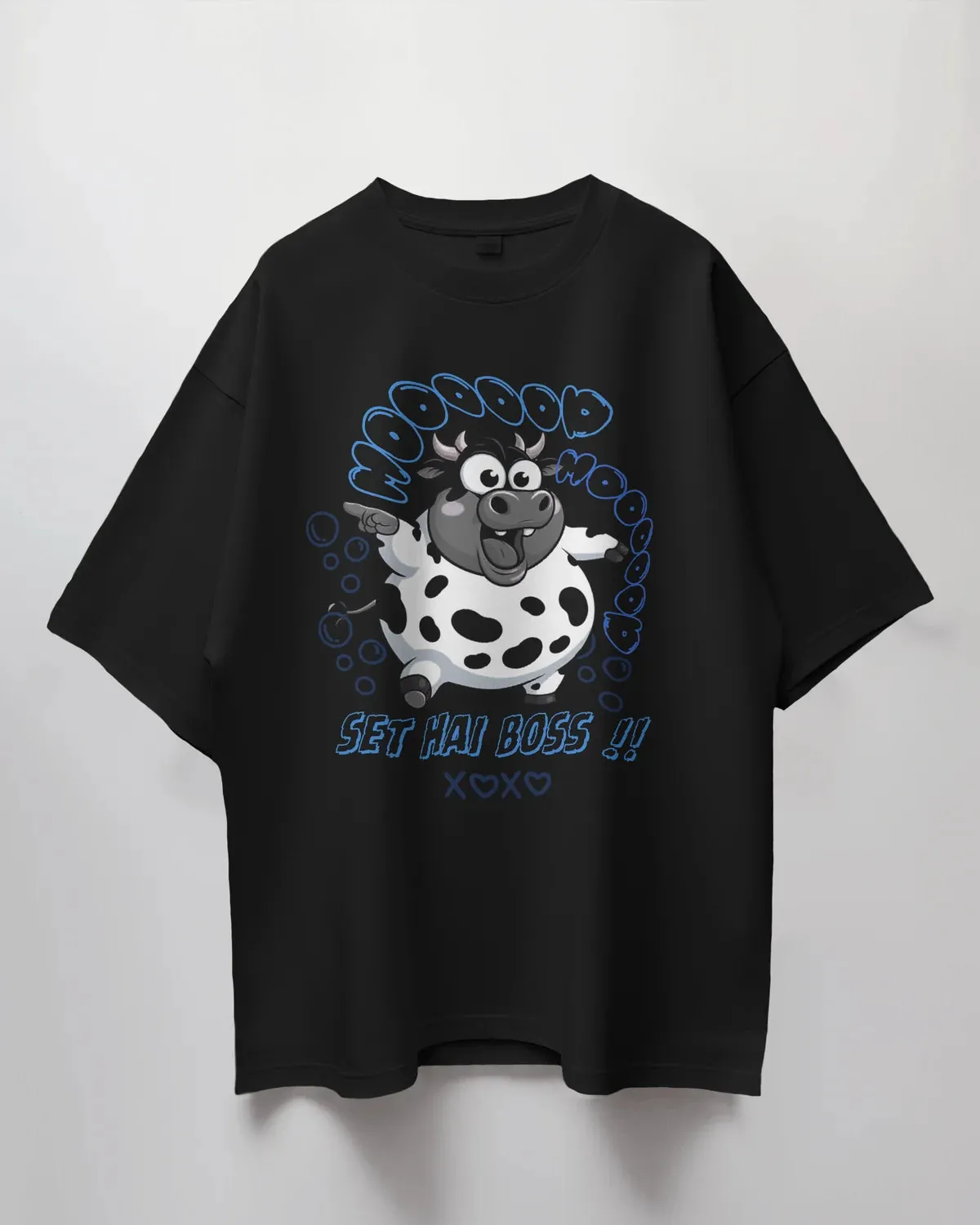 Premium Oversized 'Moo Boss' Cartoon Cow T-Shirt