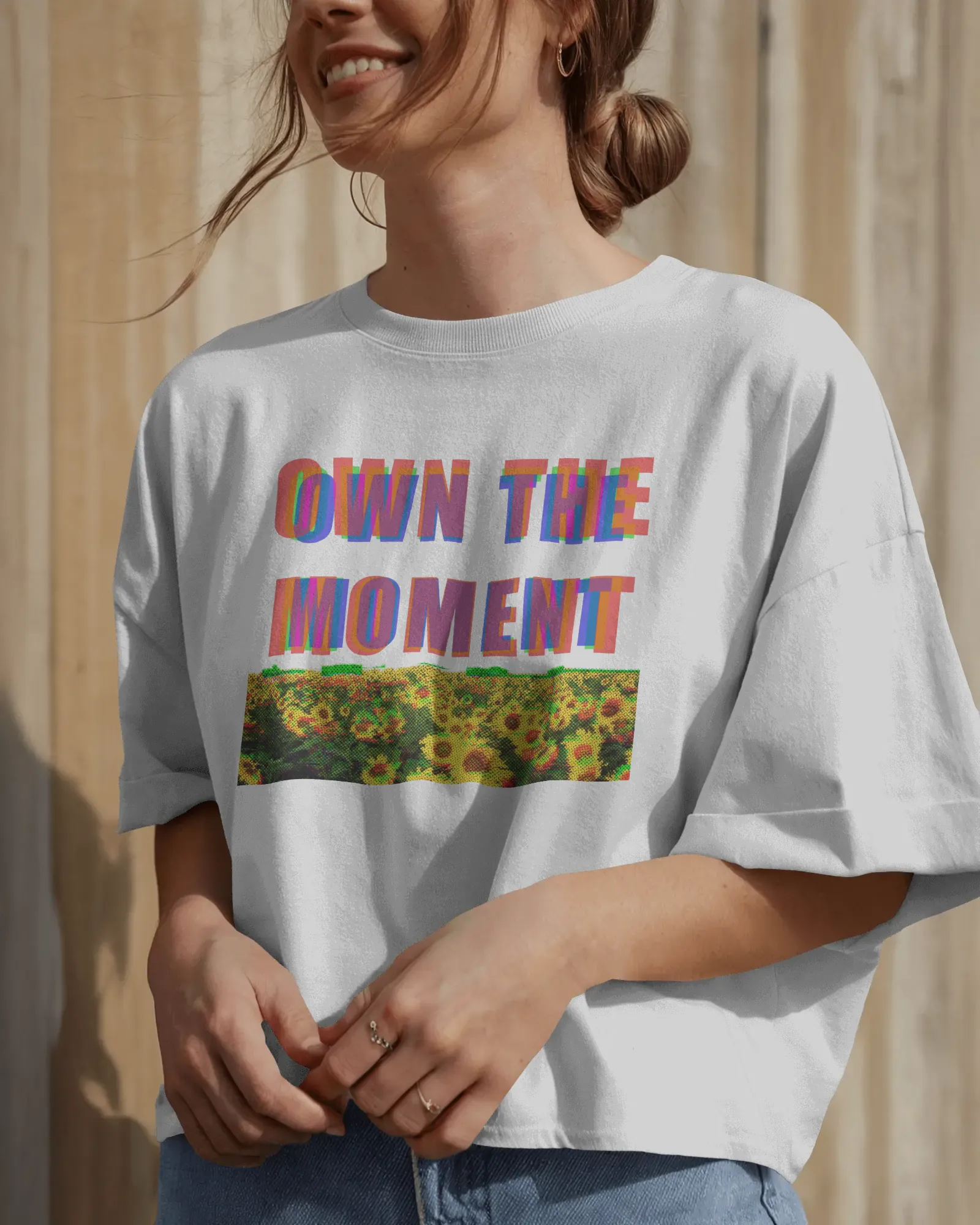 ["Premium Oversized 'Own The Moment' Sunflower T-Shirt by YORD (T-Shirts) - photo 1 of 7", "Premium Oversized 'Own The Moment' Sunflower T-Shirt by YORD (T-Shirts) - photo 2 of 7", "Premium Oversized 'Own The Moment' Sunflower T-Shirt by YORD (T-Shirts) - photo 3 of 7", "Premium Oversized 'Own The Moment' Sunflower T-Shirt by YORD (T-Shirts) - photo 4 of 7", "Premium Oversized 'Own The Moment' Sunflower T-Shirt by YORD (T-Shirts) - photo 5 of 7", "Premium Oversized 'Own The Moment' Sunflower T-Shirt by YORD