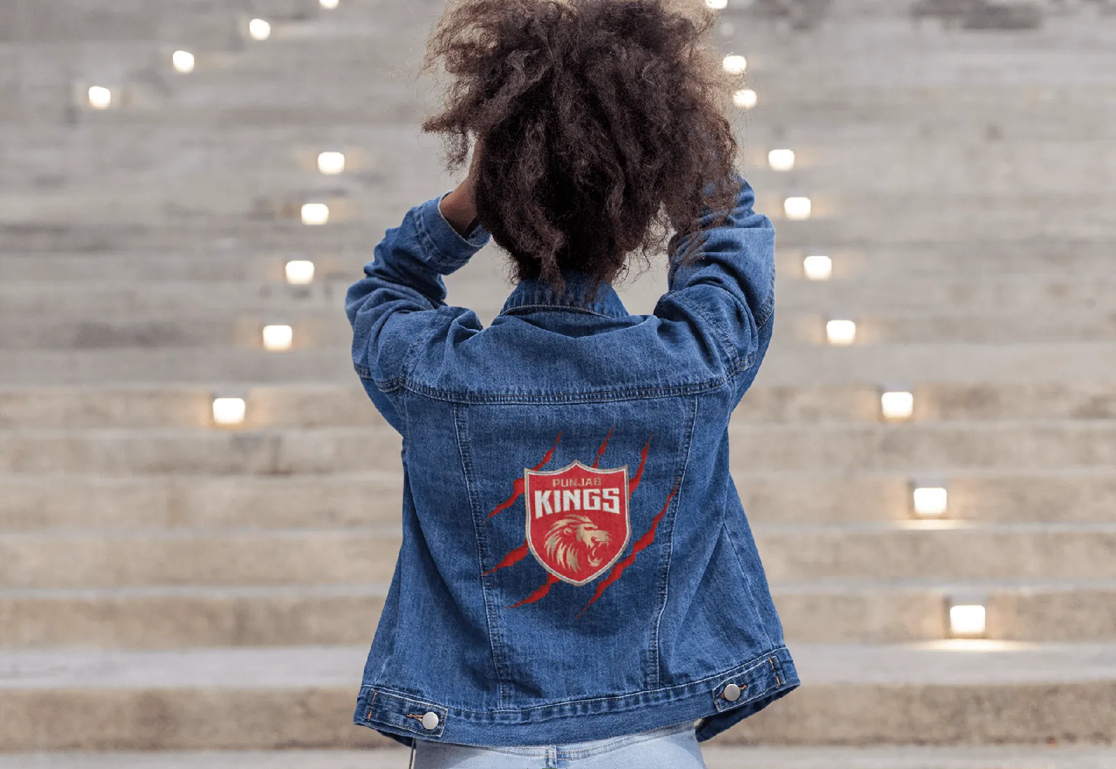 ['Premium Punjab Kings IPL Denim Jacket with Lion Crest Design by YORD (Denim) - photo 1 of 6', 'Premium Punjab Kings IPL Denim Jacket with Lion Crest Design by YORD (Denim) - photo 2 of 6', 'Premium Punjab Kings IPL Denim Jacket with Lion Crest Design by YORD (Denim) - photo 3 of 6', 'Premium Punjab Kings IPL Denim Jacket with Lion Crest Design by YORD (Denim) - photo 4 of 6', 'Premium Punjab Kings IPL Denim Jacket with Lion Crest Design by YORD (Denim) - photo 5 of 6', 'Premium Punjab Kings IPL Denim Jack